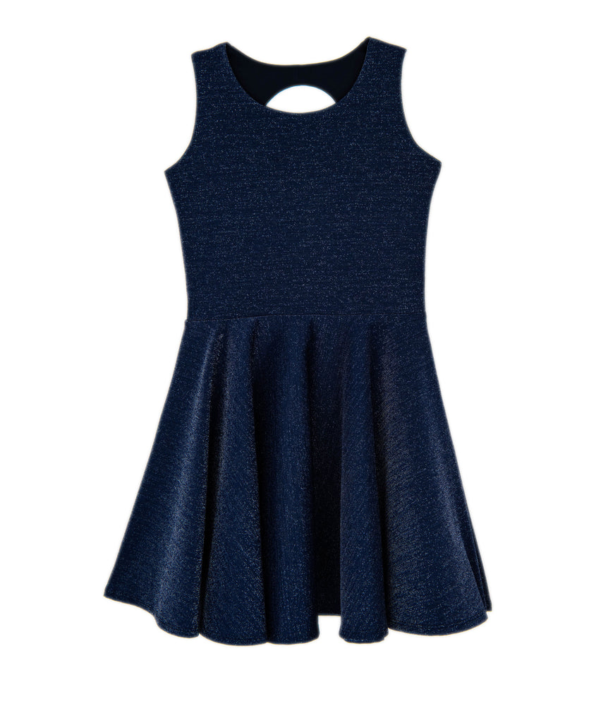 By Debra Girls Navy/Silver Fit and Flare Dress Girls Special Dresses By Debra   