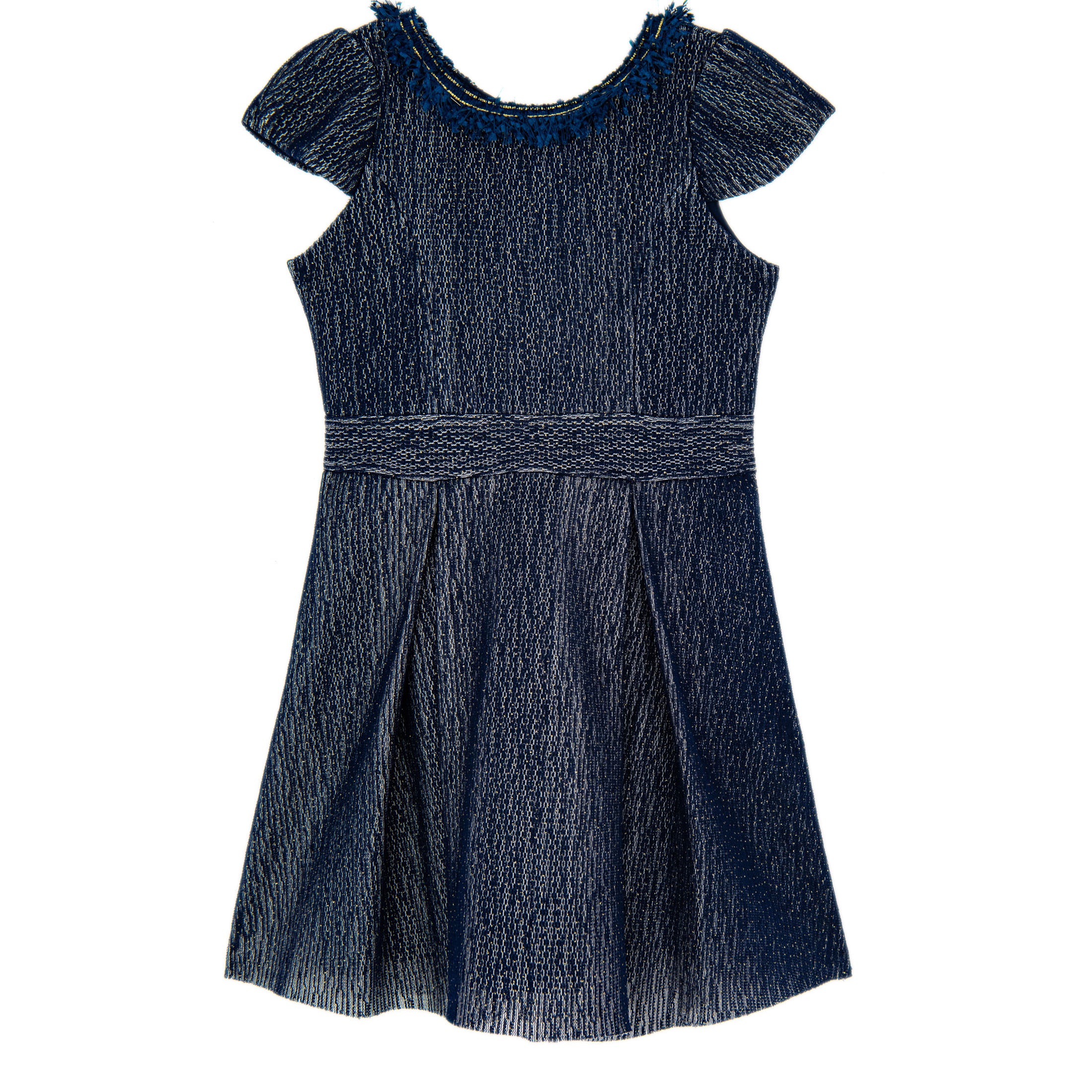 Zoe Ltd. Girls Ashley Navy/Gold Fringe Collar Dress Girls Special Dresses Zoe Ltd. Navy Y/S (7/8)