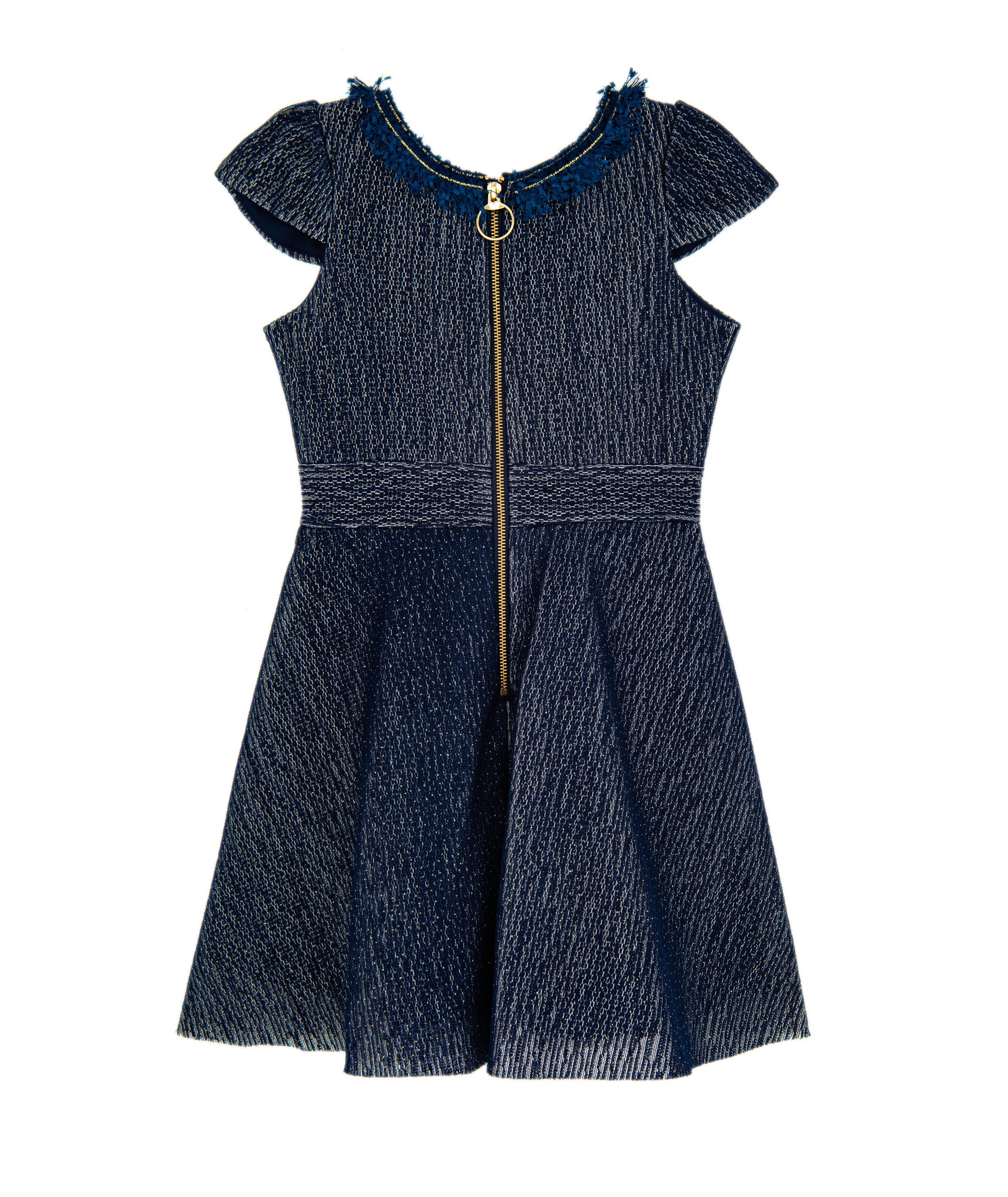 Zoe Ltd. Girls Ashley Navy/Gold Fringe Collar Dress Girls Special Dresses Zoe Ltd.