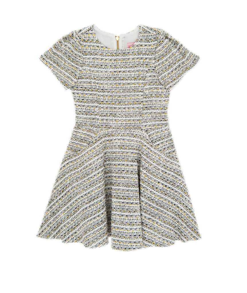 Zoe Ltd. Girls Deborah Black/White Tweed Pocket Dress Girls Special Dresses Zoe Ltd.   
