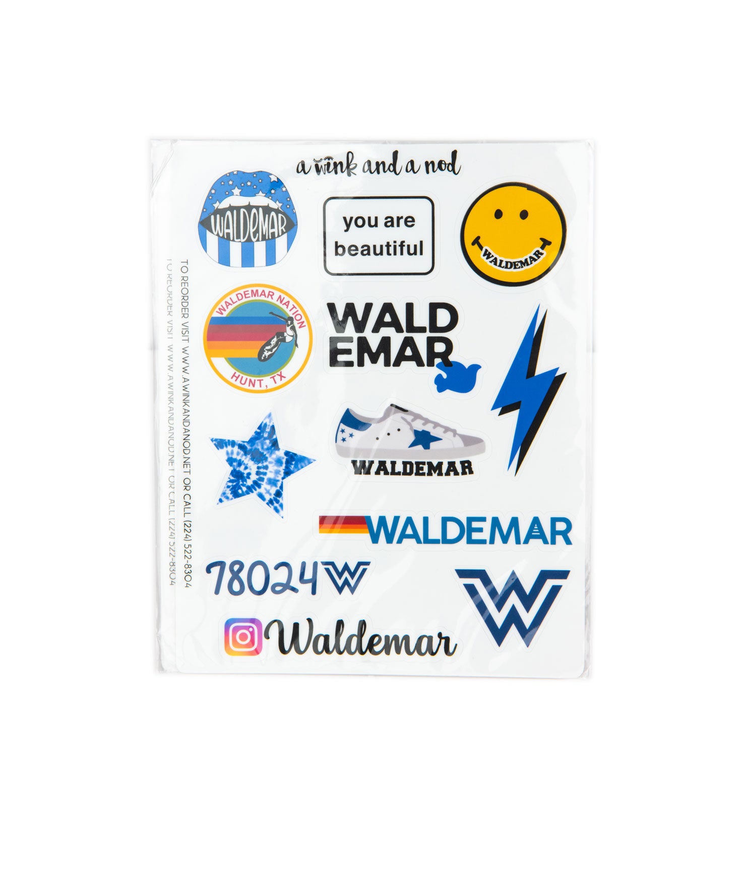 A Wink and a Nod Vinyl Sticker Set of 12 Distressed/seasonal gifts A Wink and a Nod Multi Camp Waldemar