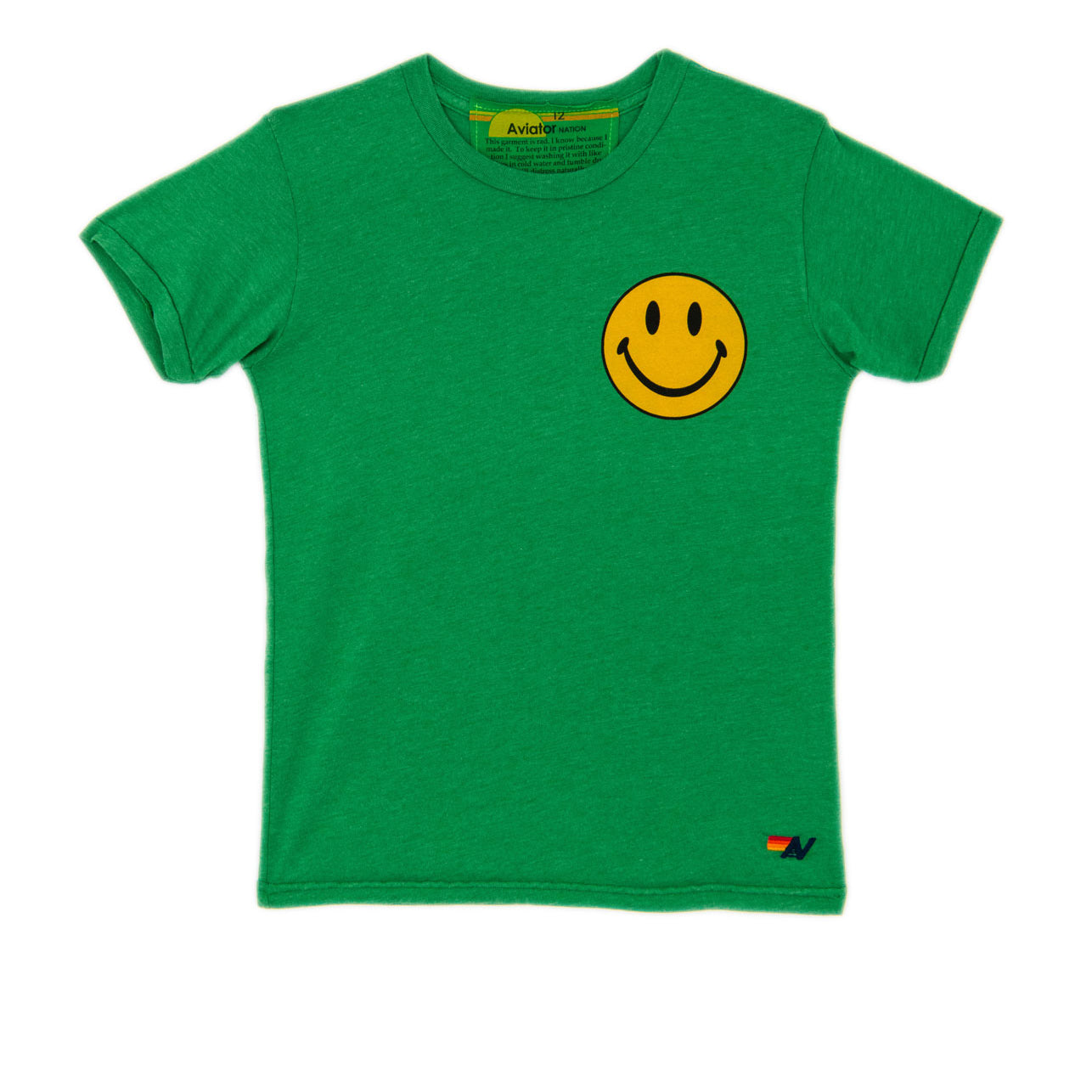 Aviator Nation Kids Smiley 2 Tee Girls Casual Tops Aviator Nation Green Y/4