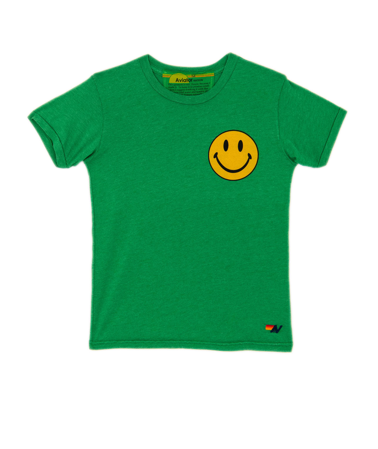 Aviator Nation Kids Smiley 2 Tee Girls Casual Tops Aviator Nation Green Y/4