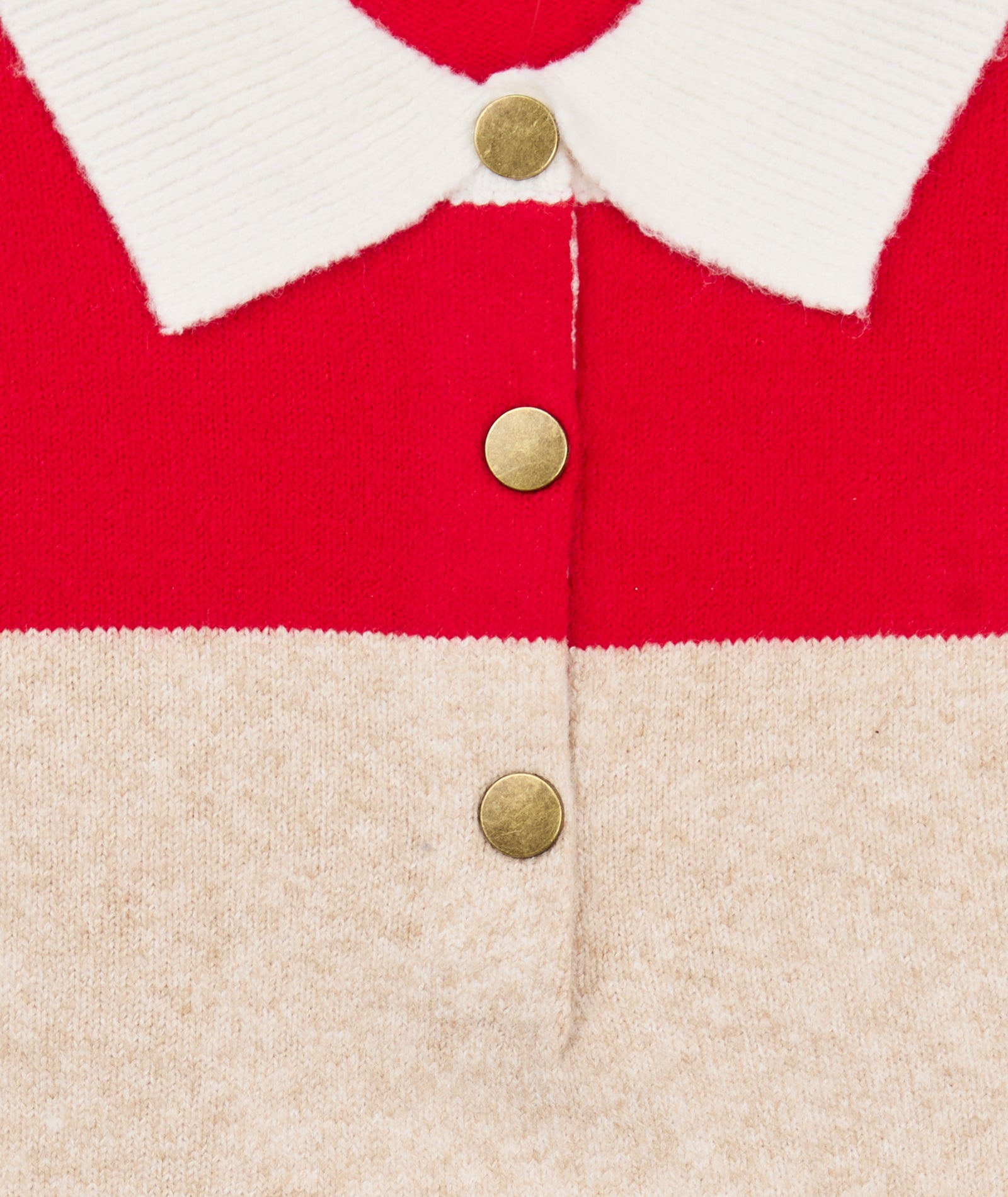 8apart Women Cooper Striped Polo Sweater Taupe/Red Womens Casual Tops 8apart