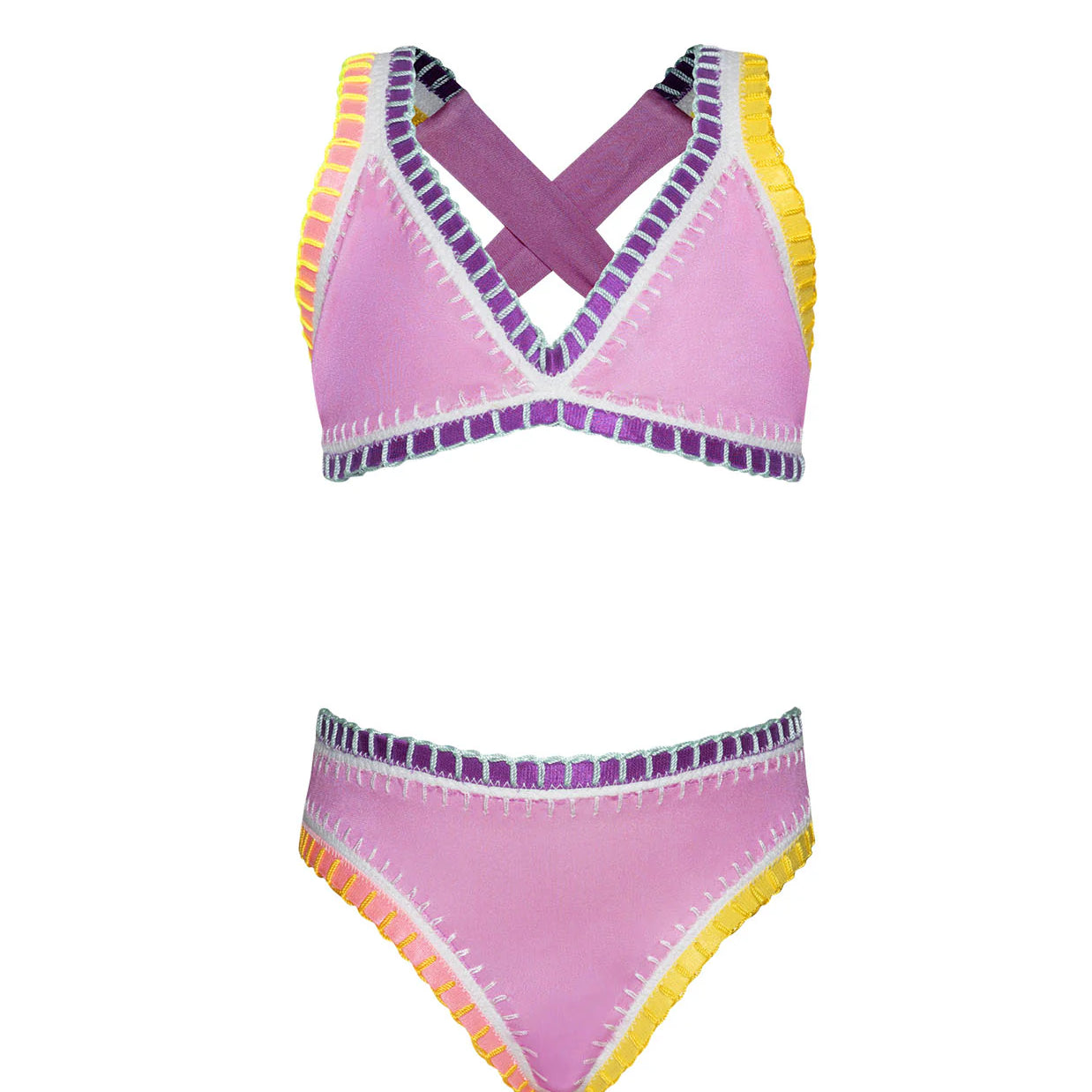 PQ Girls Rainbow Embroidered Bikini Cross Strap Accessories PQ Girls Ultraviolet Y/6