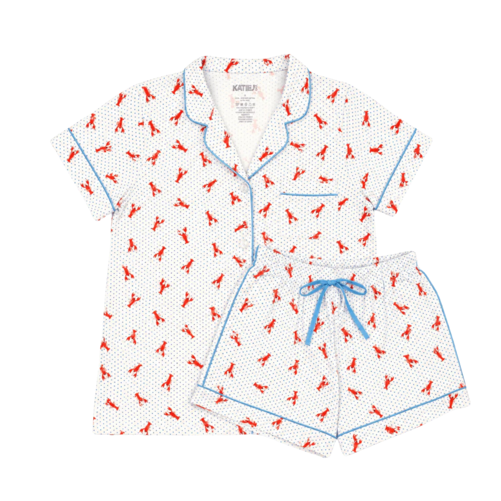 Katie J NYC Juniors Lobster Polka Dot Lynn Shorts PJ Set Accessories Katie J NYC Multi Juniors/Women XXS