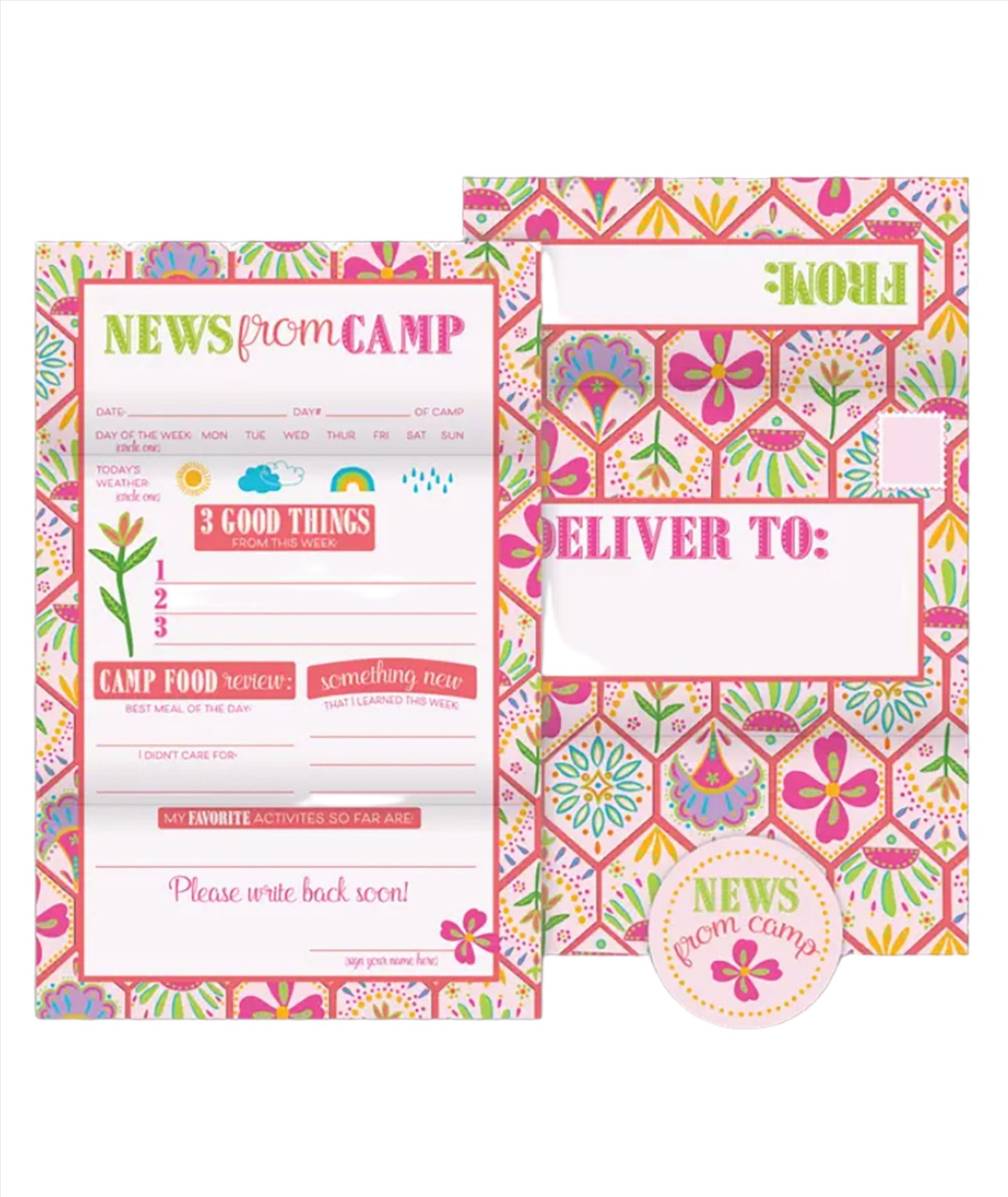 News From Camp Pretty Floral Fold and Seal Stationery Camp Frankie's Exclusives Floral