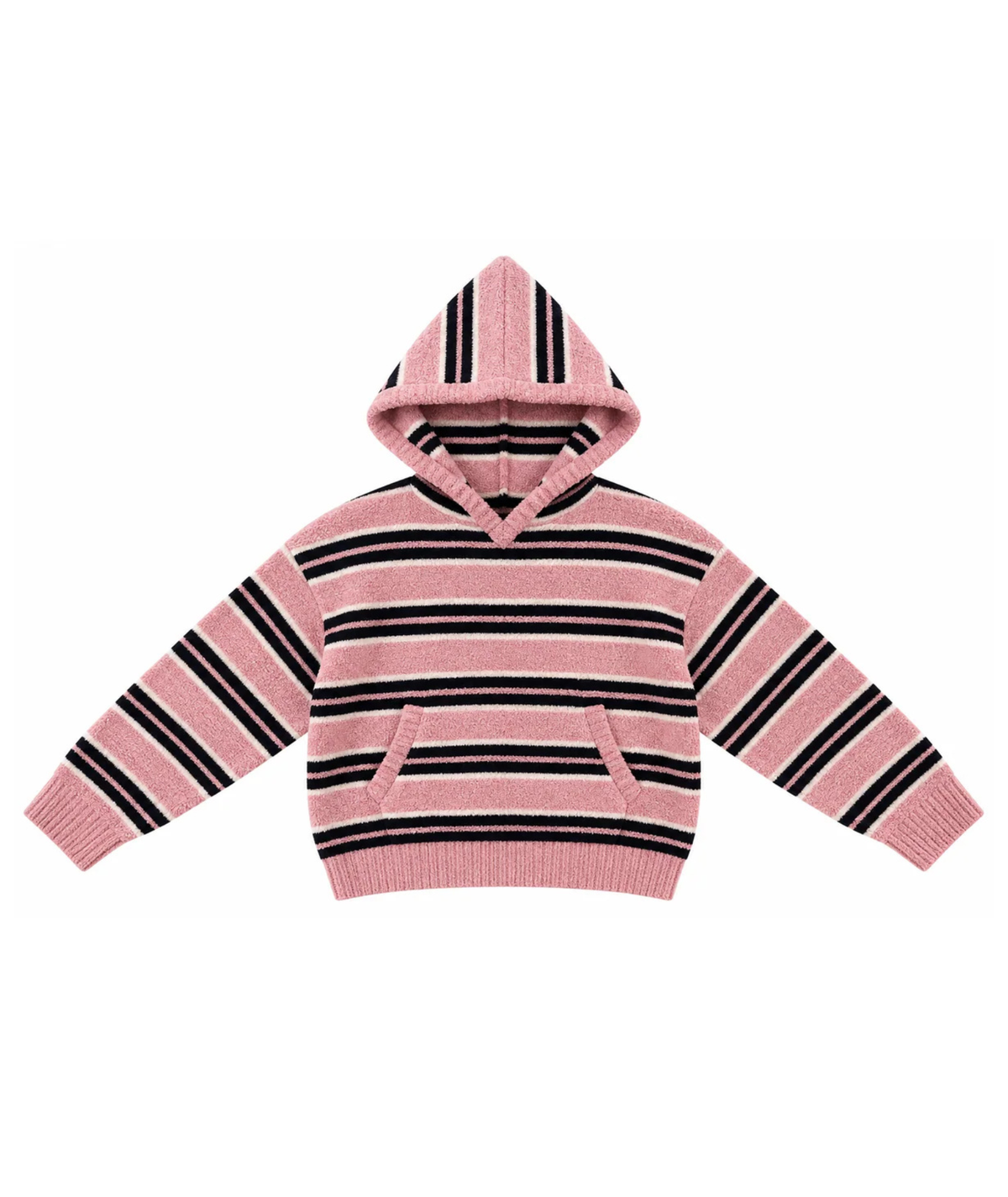 Katie J NYC Girls Parker Hoodie Cozy Mauve Stripe Girls Casual Tops Katie J NYC Striped Y/S (7/8)