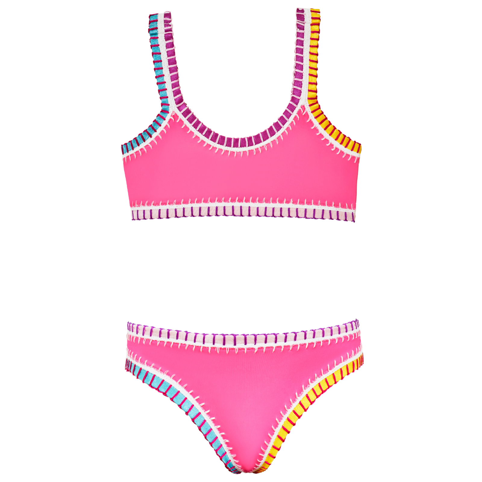 PQ Girls Sporty Rainbow Embroidered Bikini Accessories PQ Girls Hot Pink Y/6
