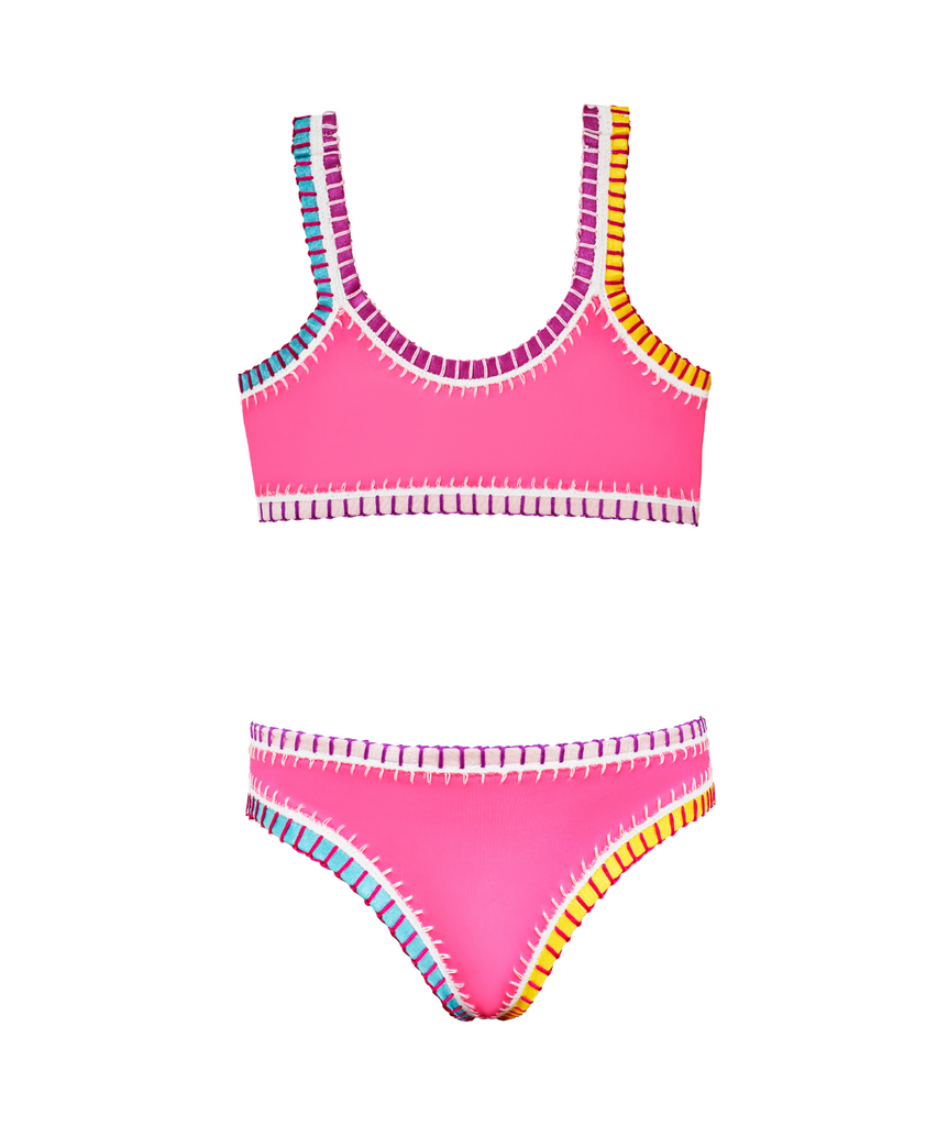PQ Girls Sporty Rainbow Embroidered Bikini Accessories PQ Girls Hot Pink Y/6 