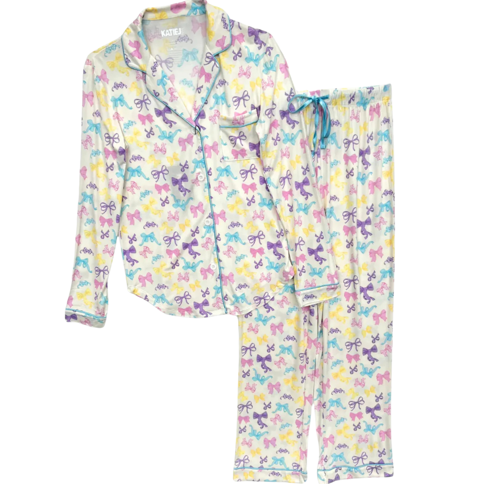 Katie J NYC Juniors Pastel Bows Maia Pants PJ Set Accessories Katie J NYC Multi Juniors/Women XXS