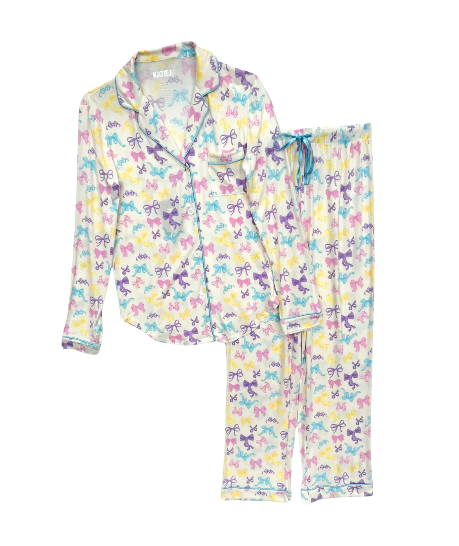 Katie J NYC Juniors Pastel Bows Maia Pants PJ Set Accessories Katie J NYC Multi Juniors/Women XXS