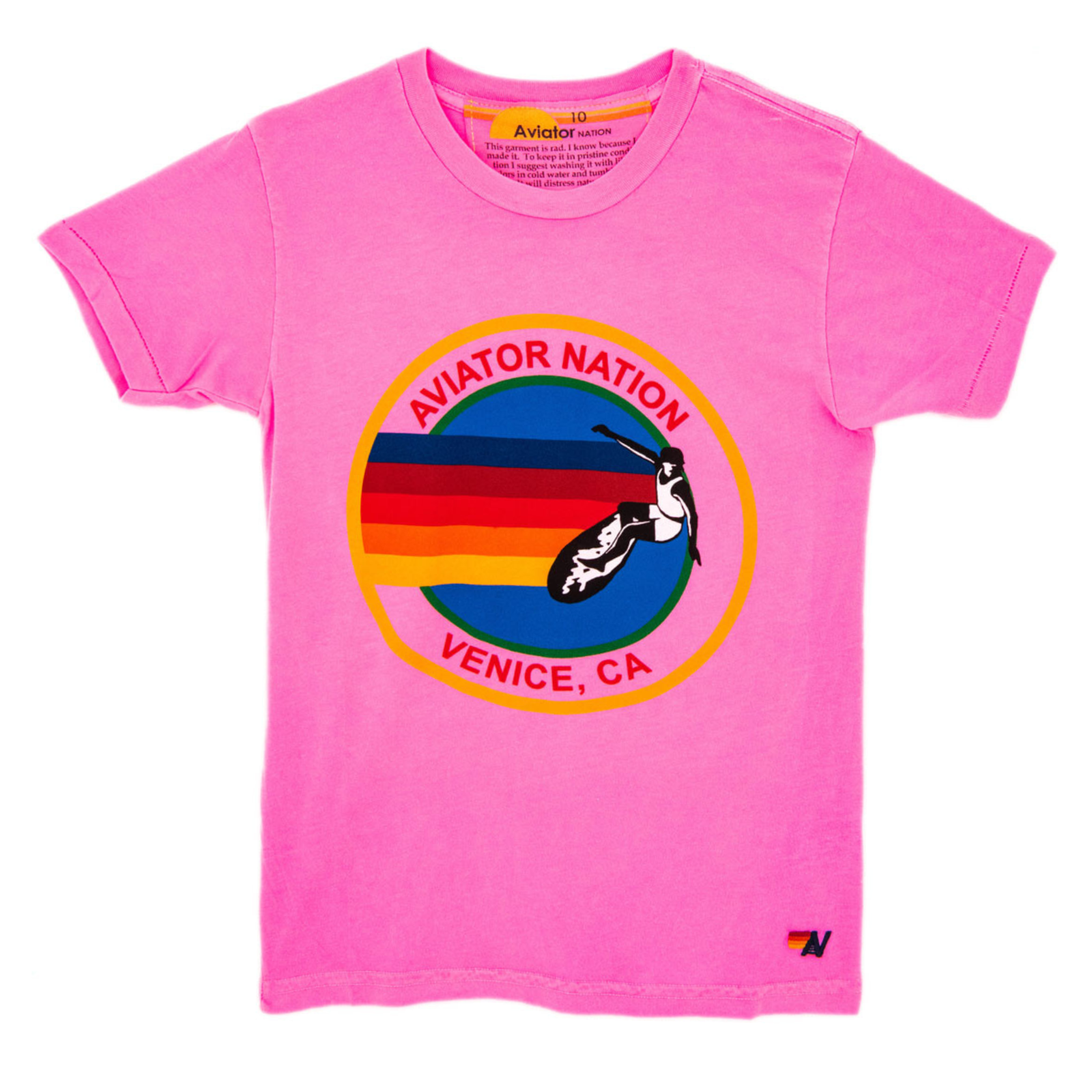 Aviator Nation Kids Venice Tee Girls Casual Tops Aviator Nation Neon Pink Y/4