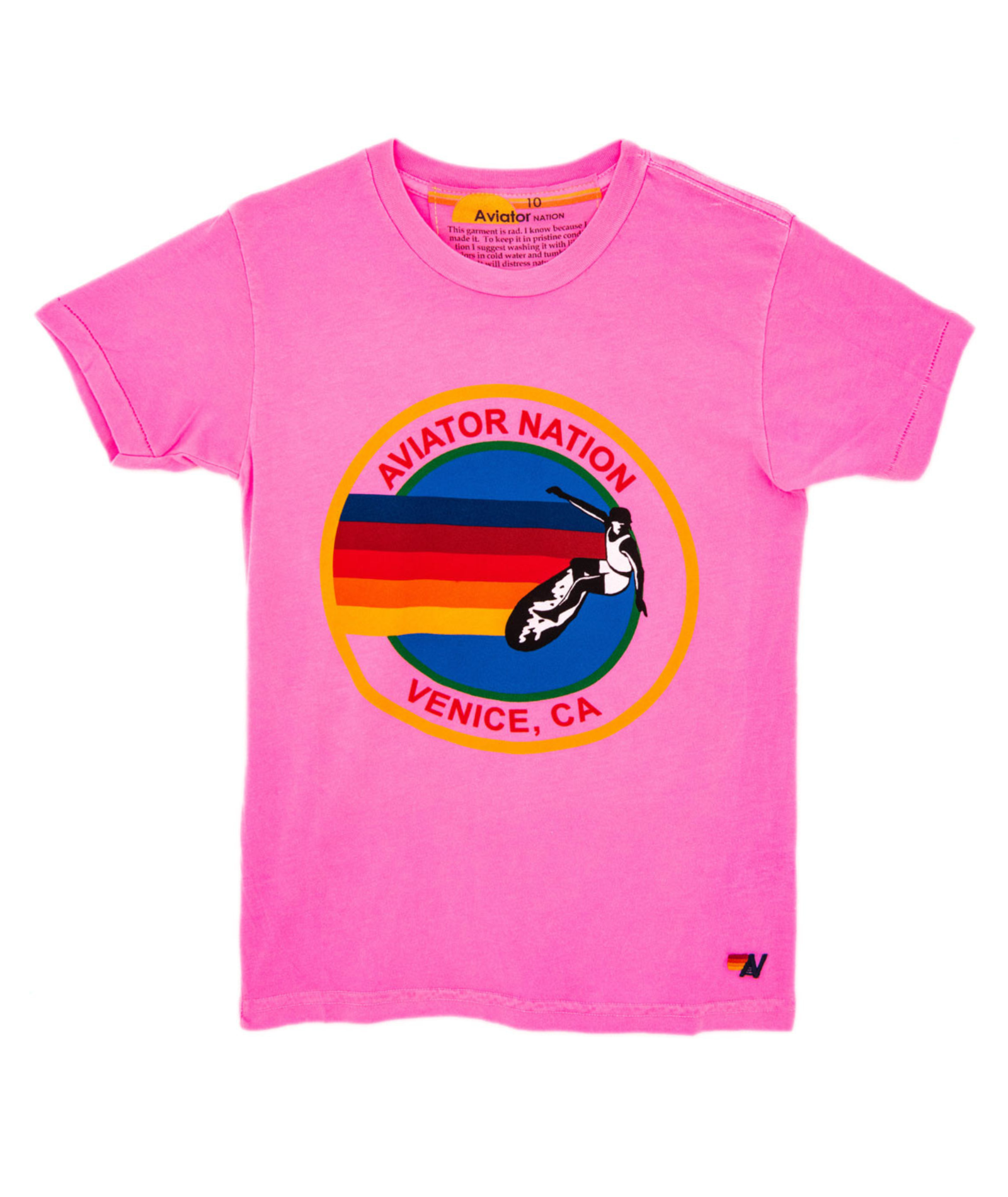 Aviator Nation Kids Venice Tee Girls Casual Tops Aviator Nation Neon Pink Y/4