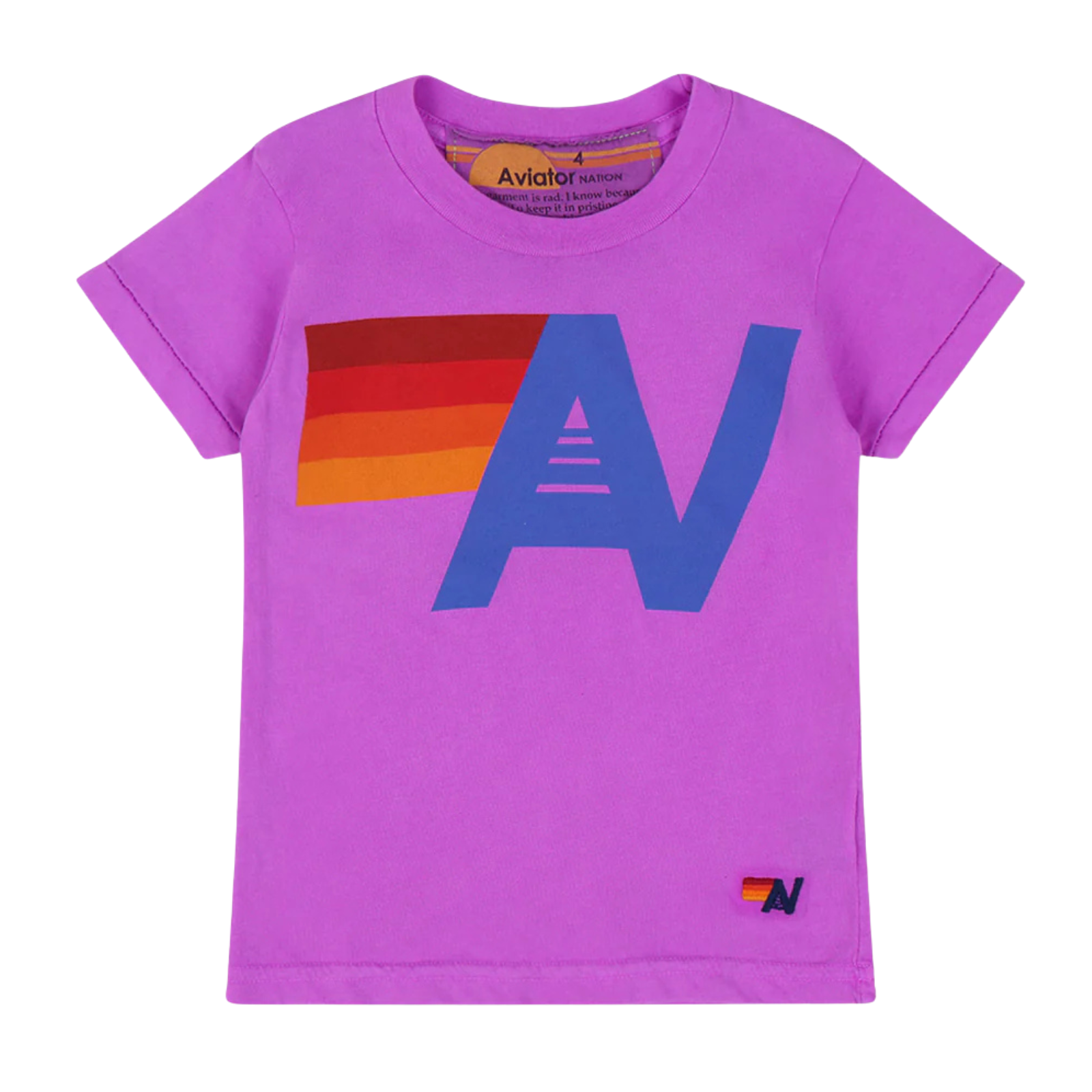 Aviator Nation Kids Logo Tee Girls Casual Tops Aviator Nation Neon Purple Y/4