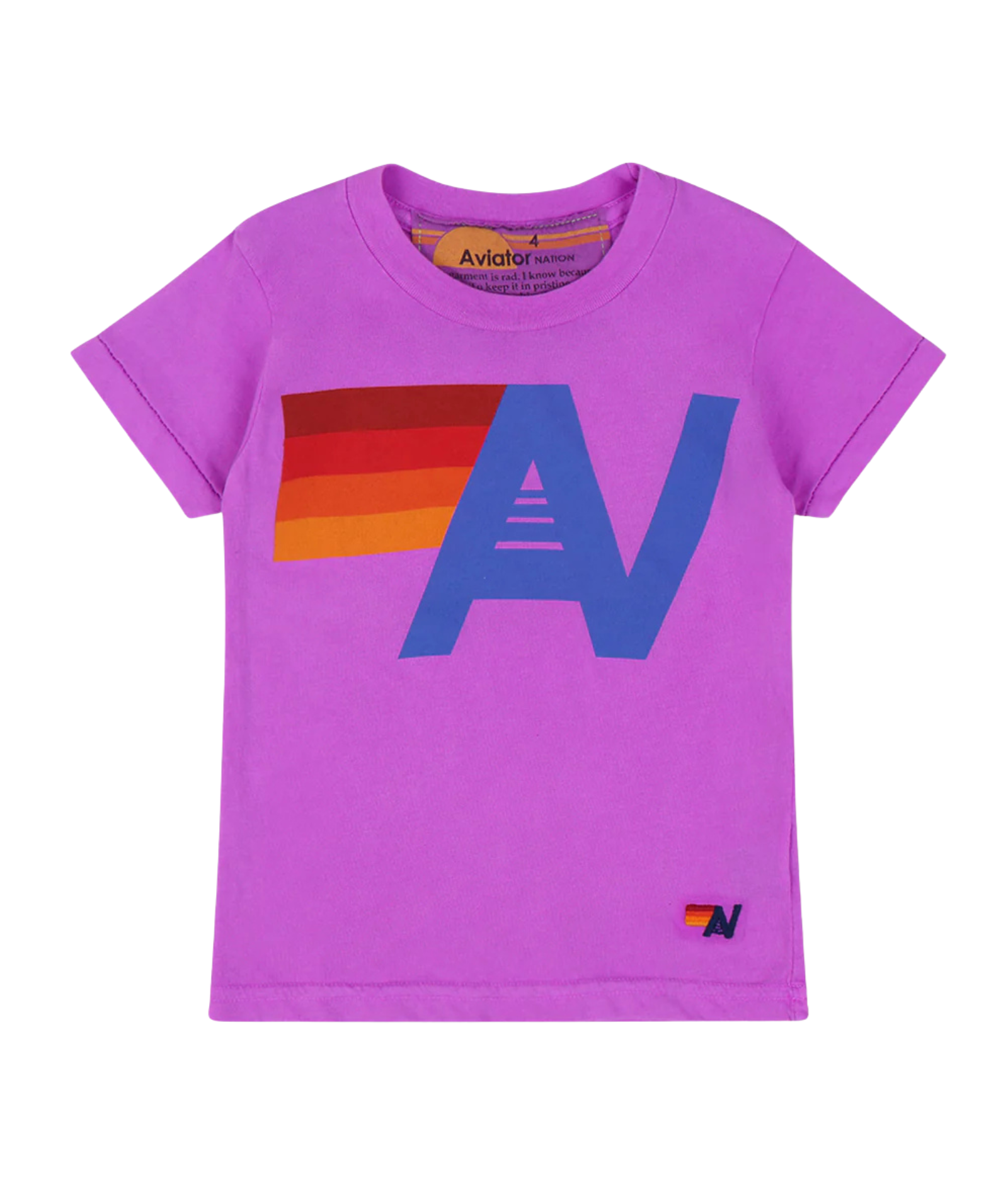 Aviator Nation Kids Logo Tee Girls Casual Tops Aviator Nation Neon Purple Y/4