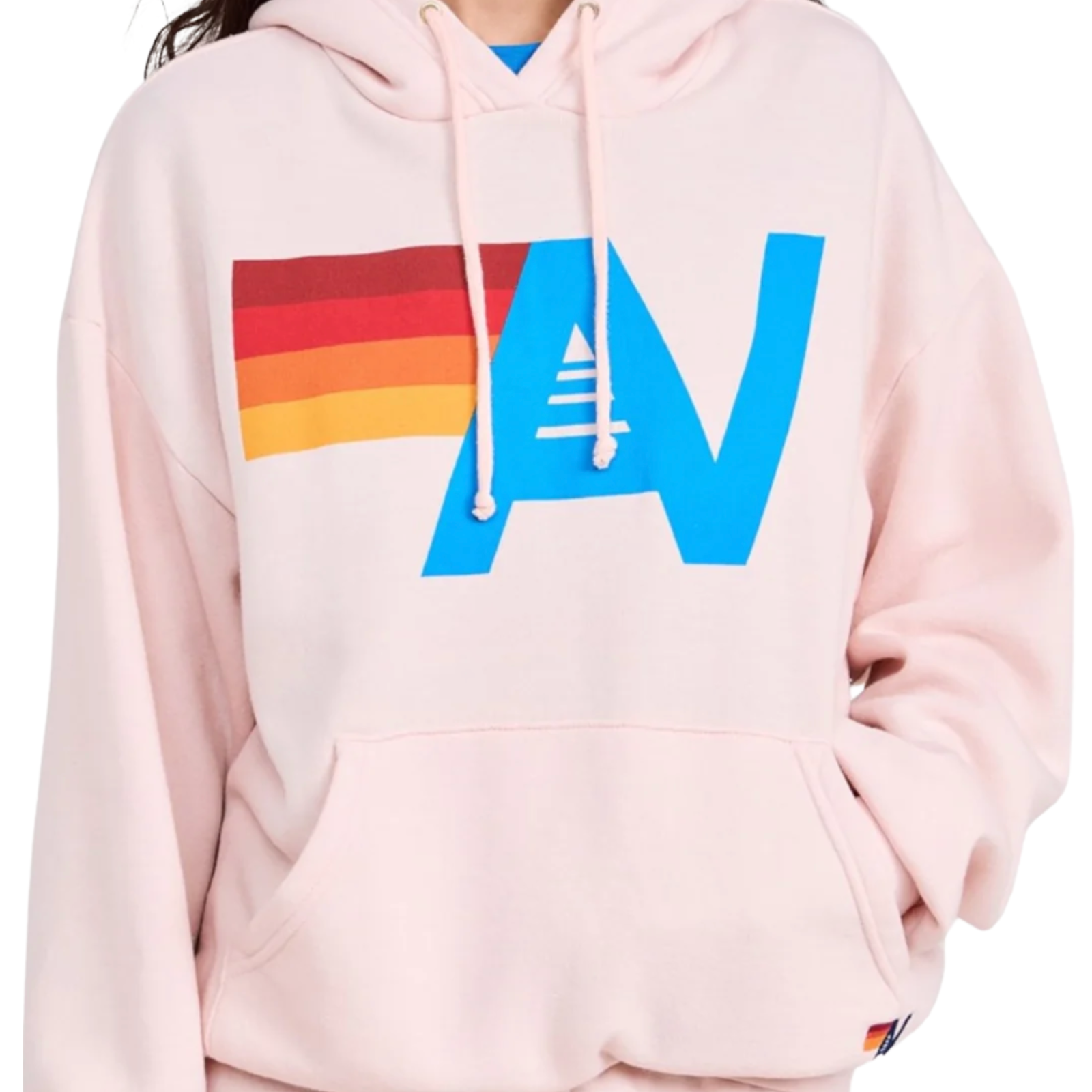 Aviator Nation Women Logo Relaxed Pullover Hoodie Womens Casual Tops Aviator Nation Light Pink Juniors/Women XS