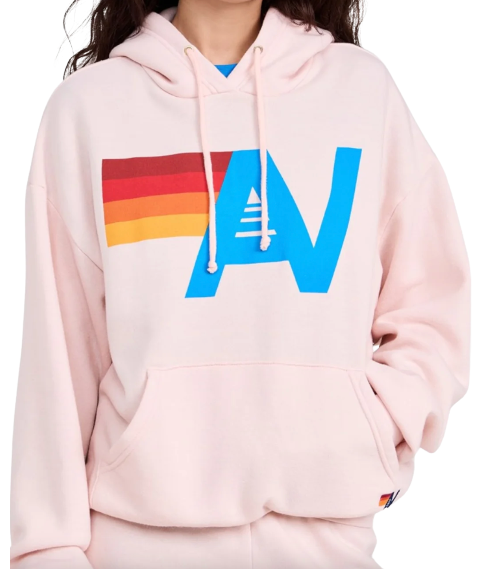 Aviator Nation Women Logo Relaxed Pullover Hoodie Womens Casual Tops Aviator Nation Light Pink Juniors/Women XS