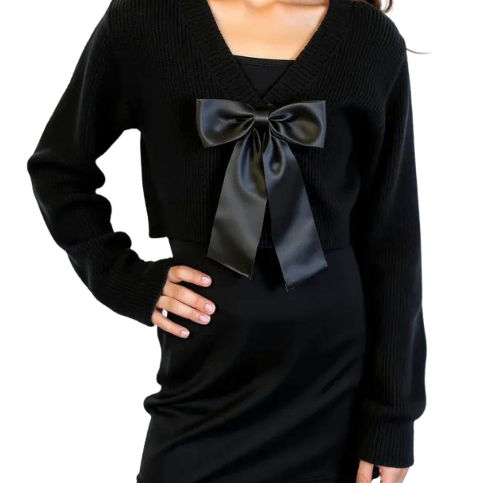 Gold Rush NYC Girls Addison Bow Cardigan Girls Casual Tops Gold Rush NYC Black Y/S (8)