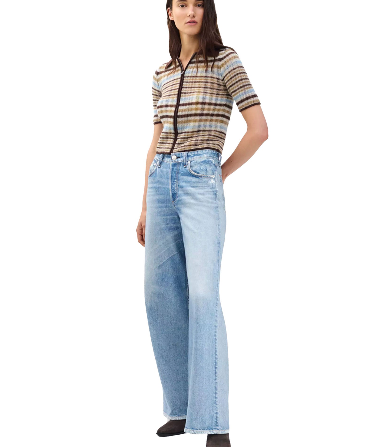 Rag & Bone Women Miramar Terry Sofie Wide Pants Raily Womens Denim Rag & Bone