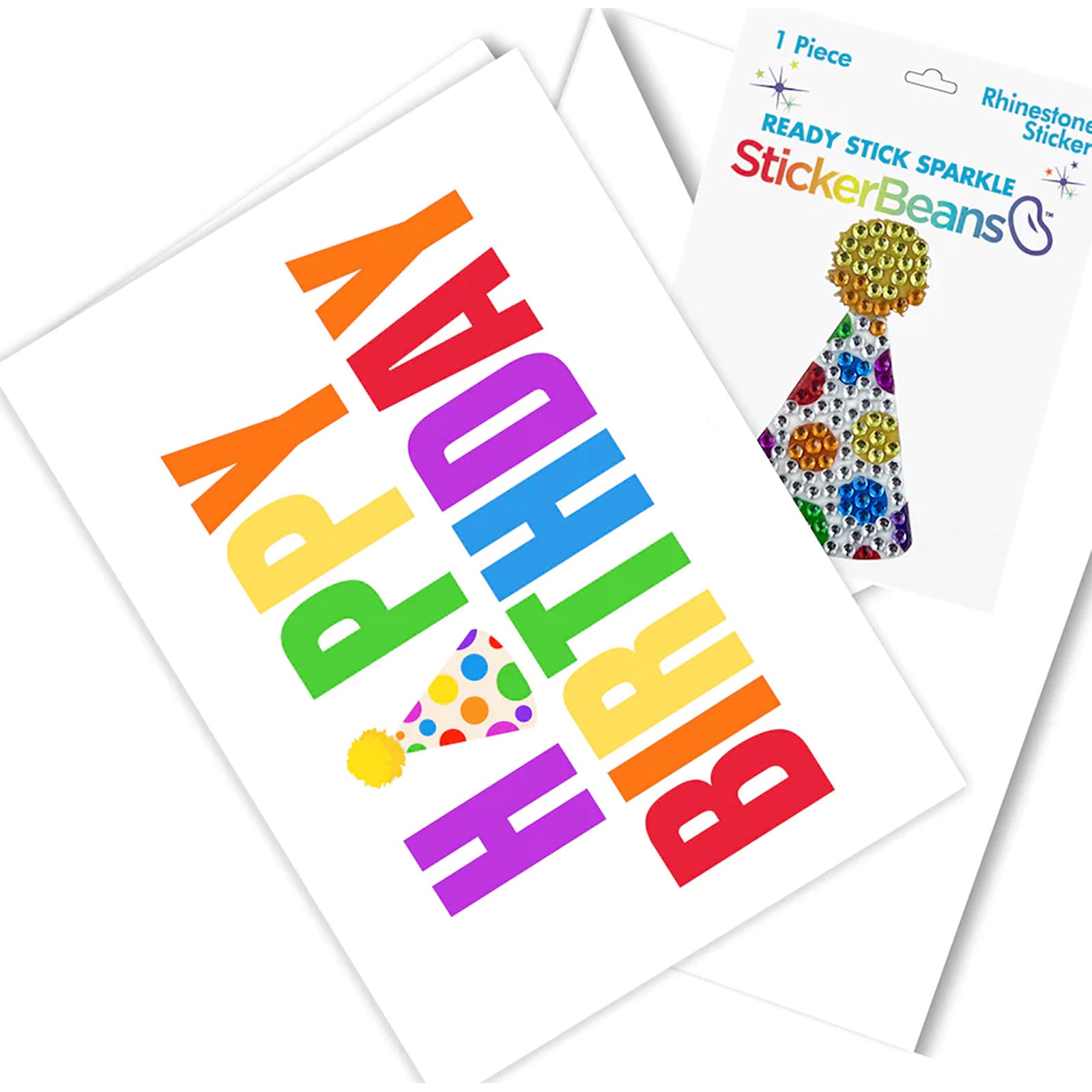 Sticker Beans Happy Birthday Card With Sticker Accessories Sticker Beans Multi
