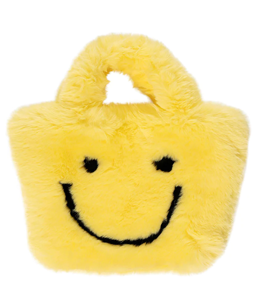 Malibu Sugar Fuzzy Smiley Face Purse Accessories Malibu Sugar Yellow  