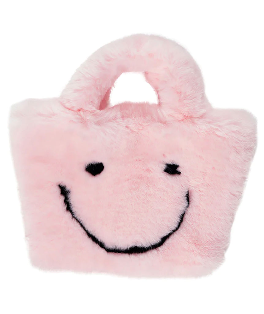 Malibu Sugar Fuzzy Smiley Face Purse Accessories Malibu Sugar Pink  