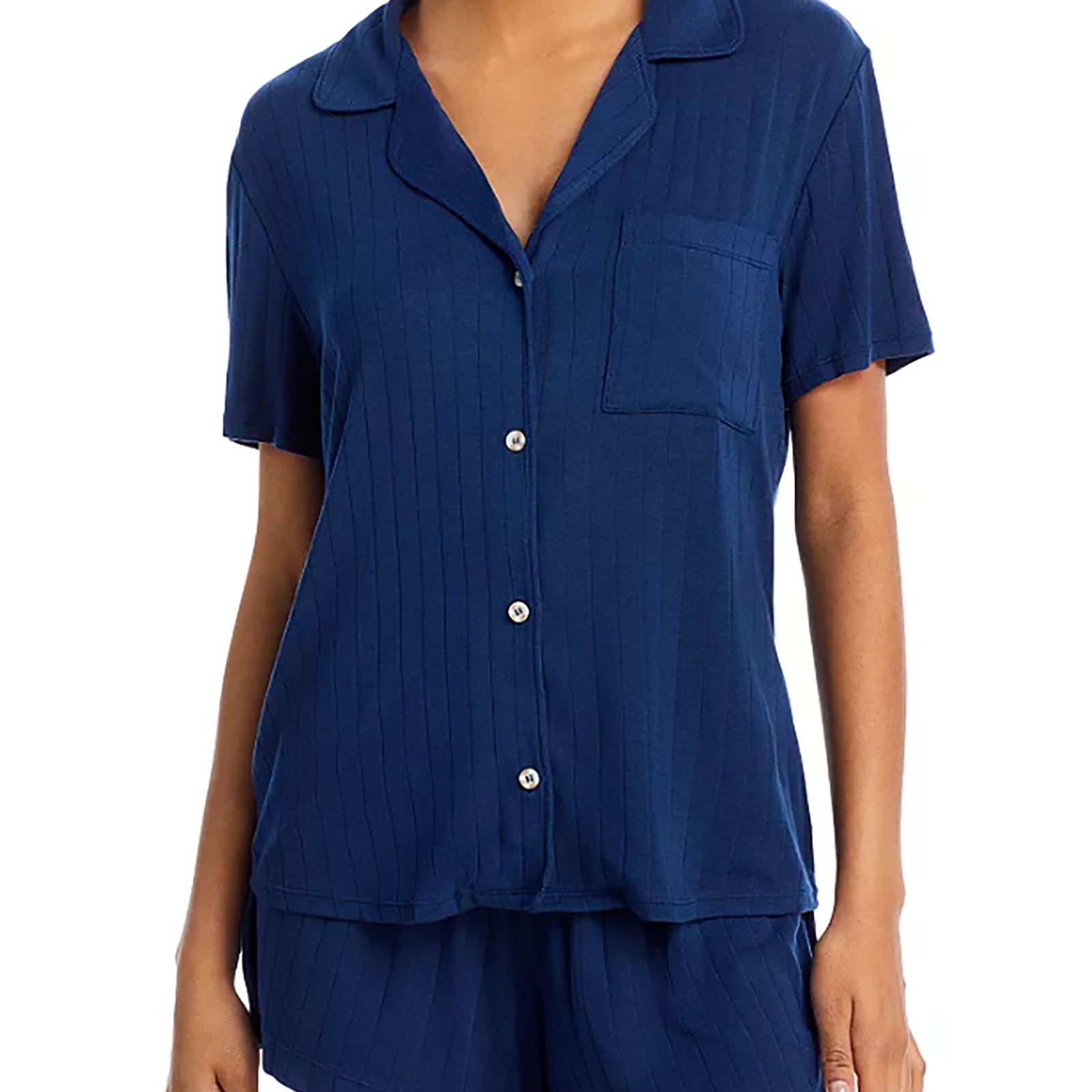 Eberjey Women Gisele Rib Relaxed Short PJ Set Navy Accessories Eberjey Navy Juniors/Women XS
