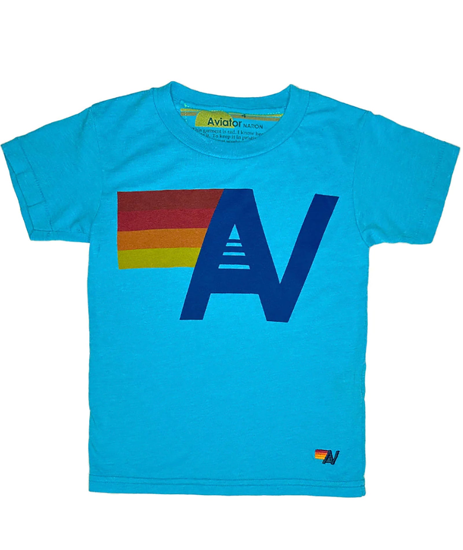 Aviator Nation Kids Logo Tee Girls Casual Tops Aviator Nation Neon Blue Y/4