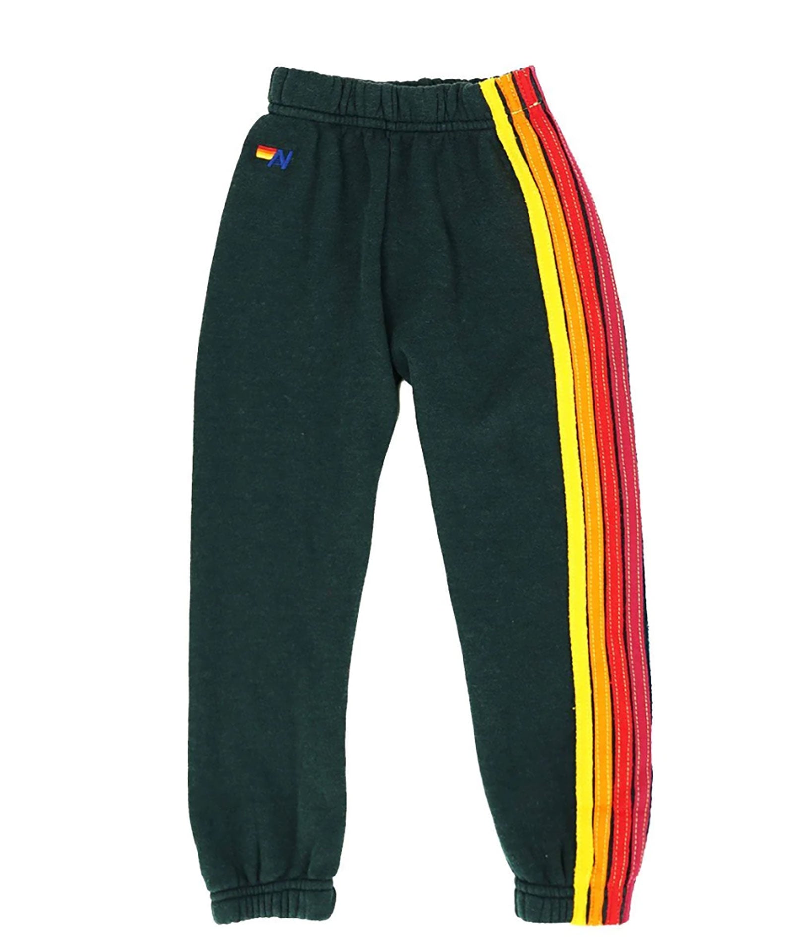 Aviator Nation Kids 5 Stripe Sweatpants Girls Casual Bottoms Aviator Nation Charcoal Y/4