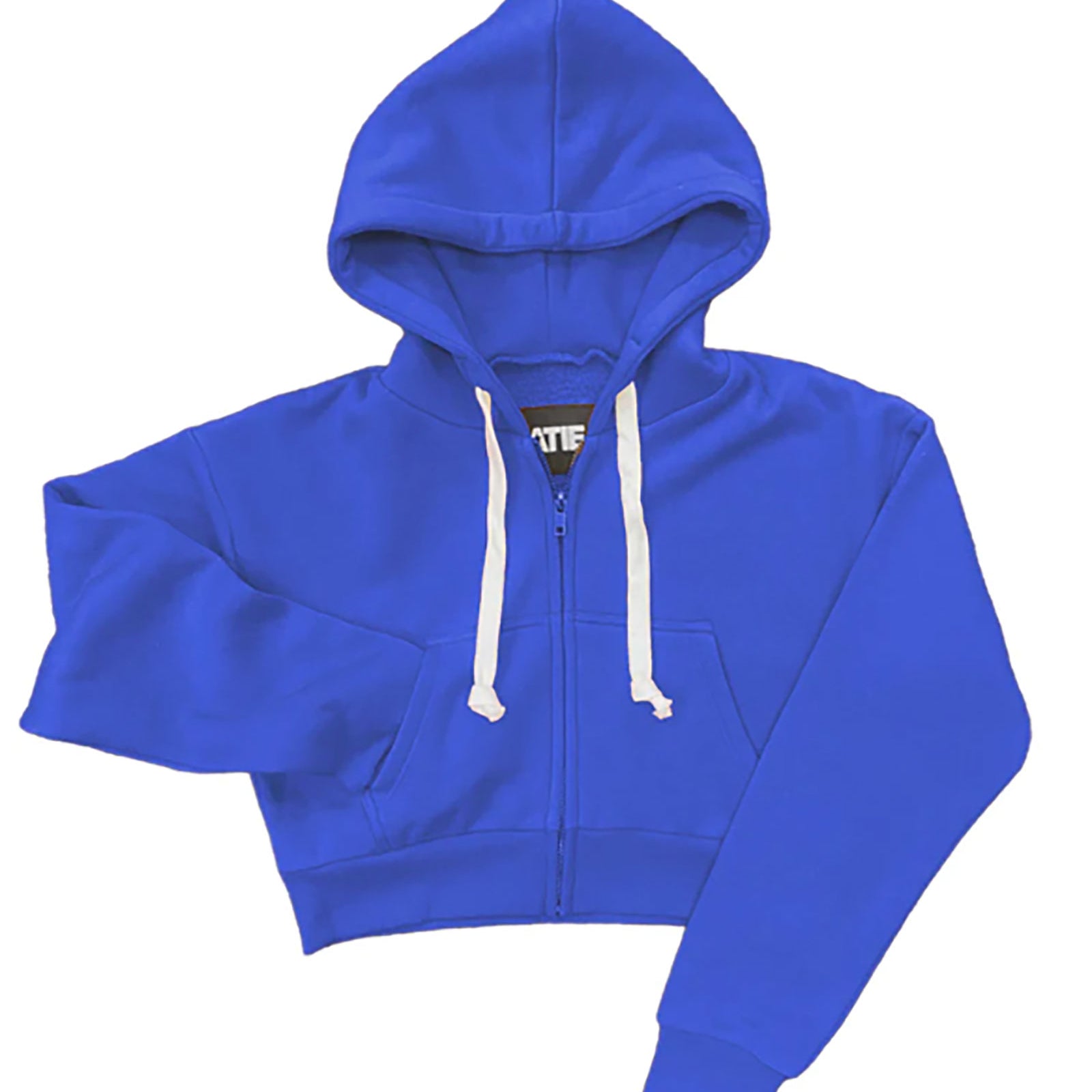 Katie J NYC Girls Dylan Crop Zip Hoodie Girls Casual Tops Katie J NYC Electric Blue Y/S (7/8)