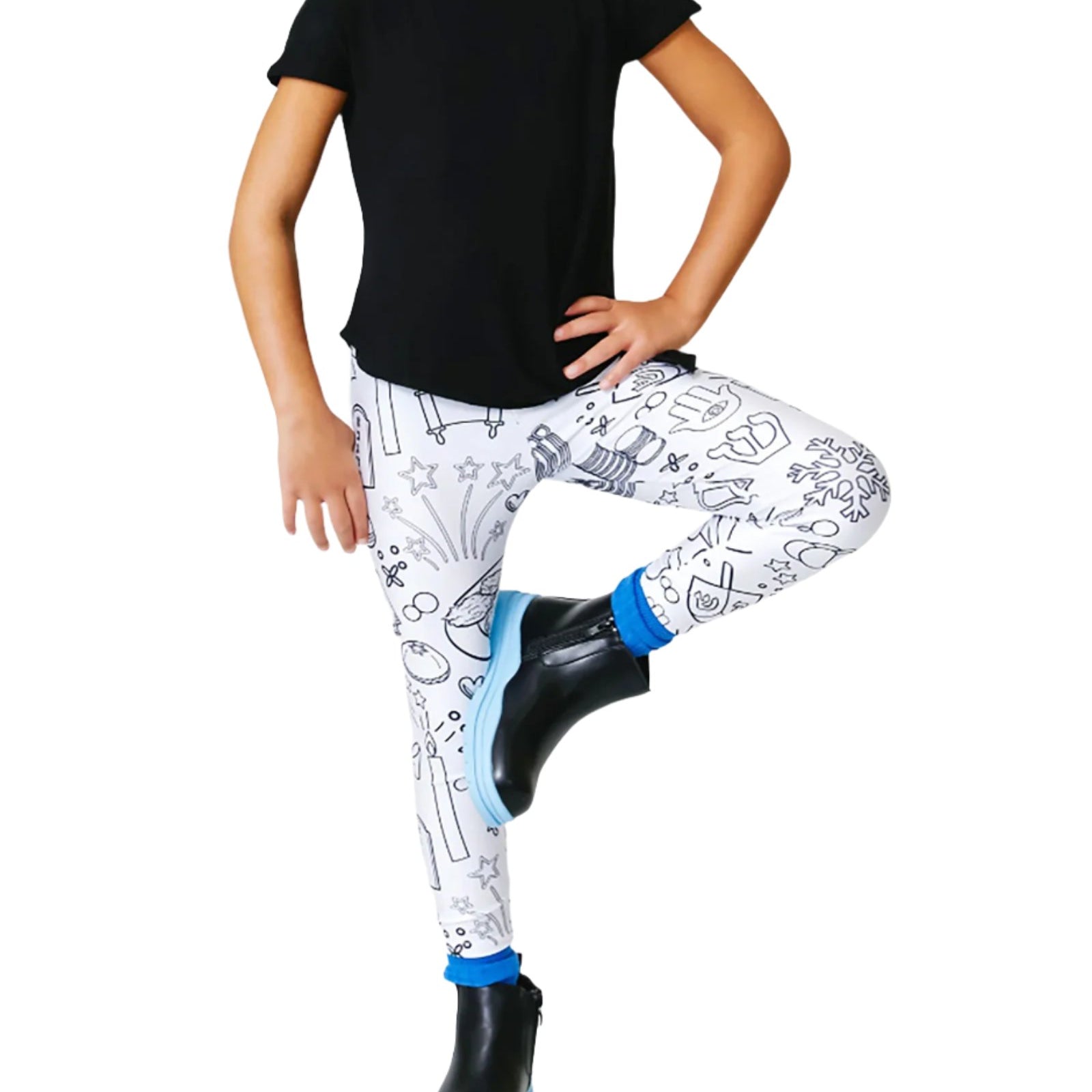 Terez Girl Hanukkah Coloring Leggings Distressed/seasonal girls Terez Multi Y/4
