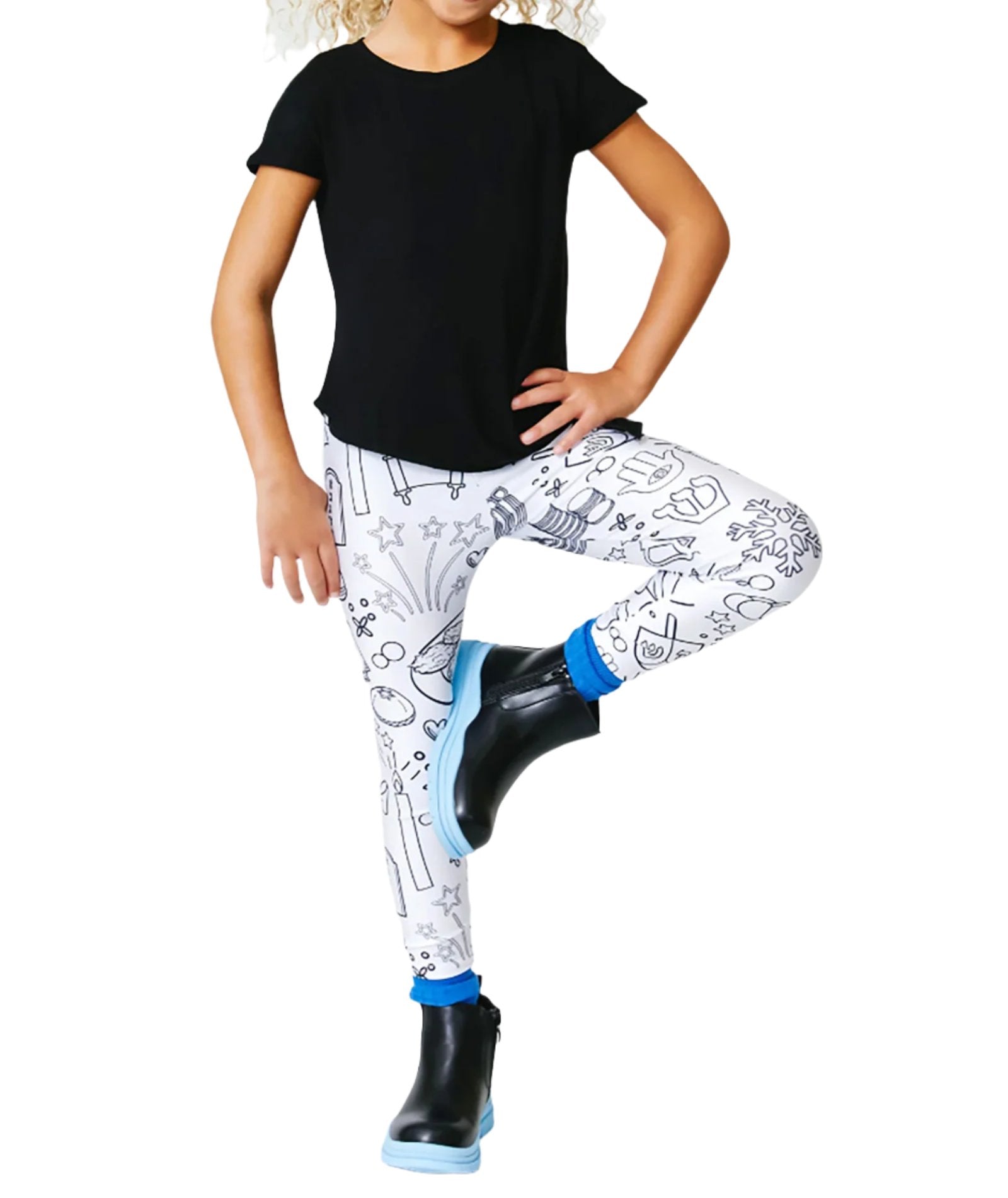Terez Girl Hanukkah Coloring Leggings Girls Casual Bottoms Terez Multi Y/4