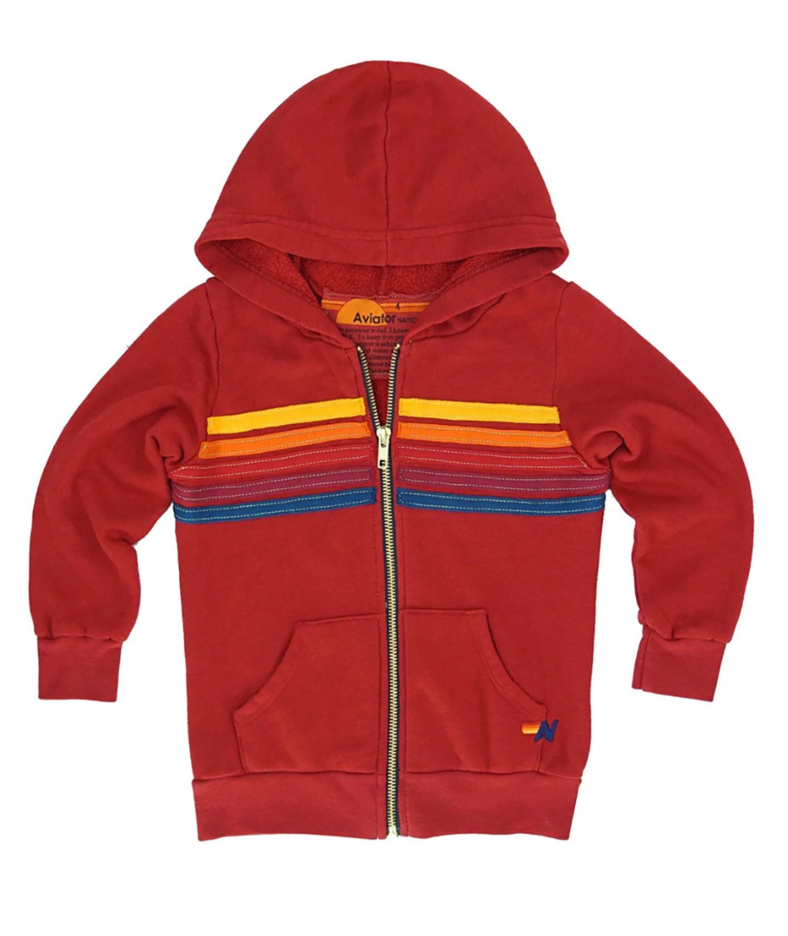 Aviator Nation Kids 5 Stripe Zip Hoodie Girls Casual Tops Aviator Nation Red Y/4