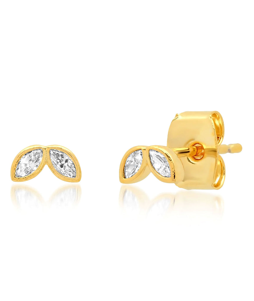 TAI Gold Clear Two CZ Studs Jewelry - Trend TAI   