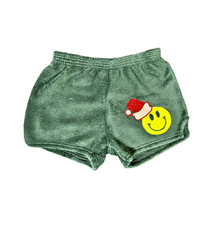 Made with Love and Kisses Smiley Santa Hat Shorts Distressed/seasonal girls Made with Love and Kisses   