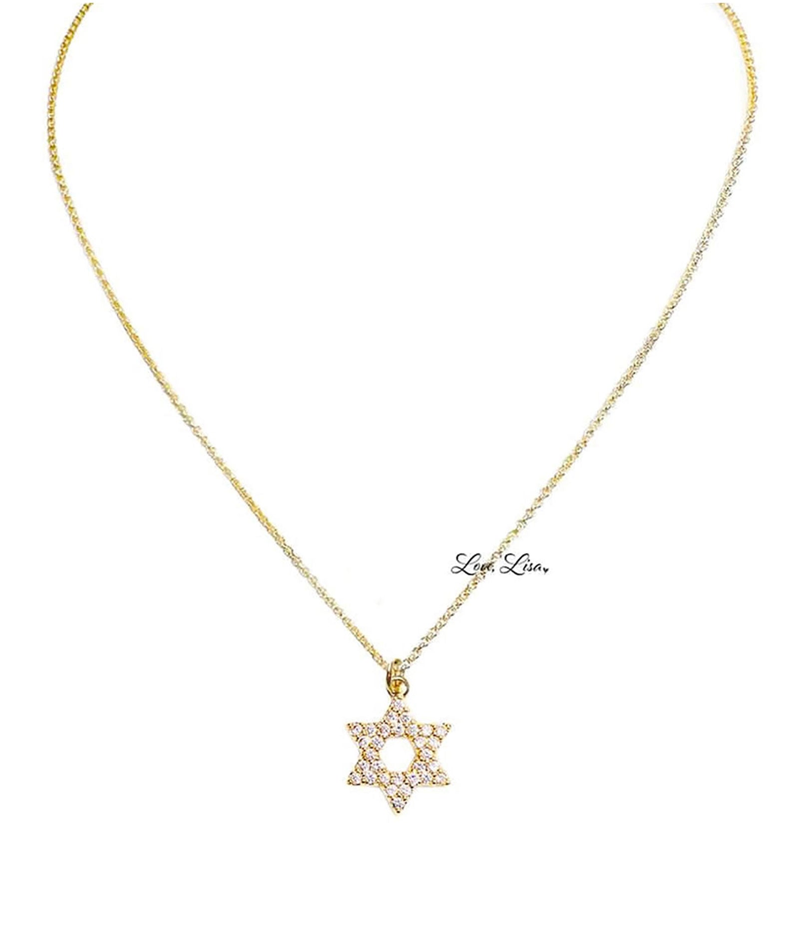 Star of David Open CZ Necklace Jewelry - Young Frankie's Exclusives Gold