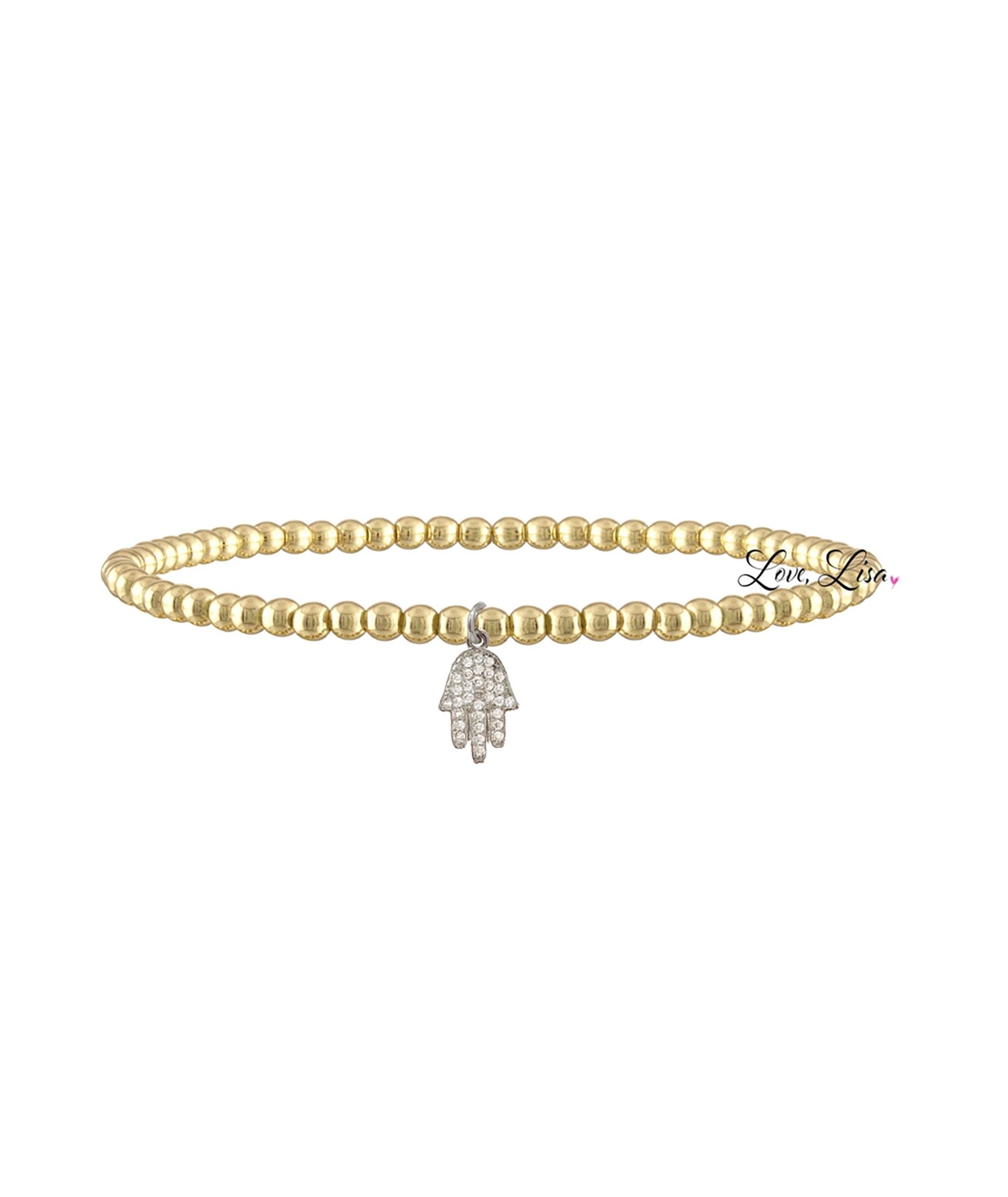 Tiny Little Hamsa Beaded Bracelet Jewelry - Young Frankie's Exclusives Gold