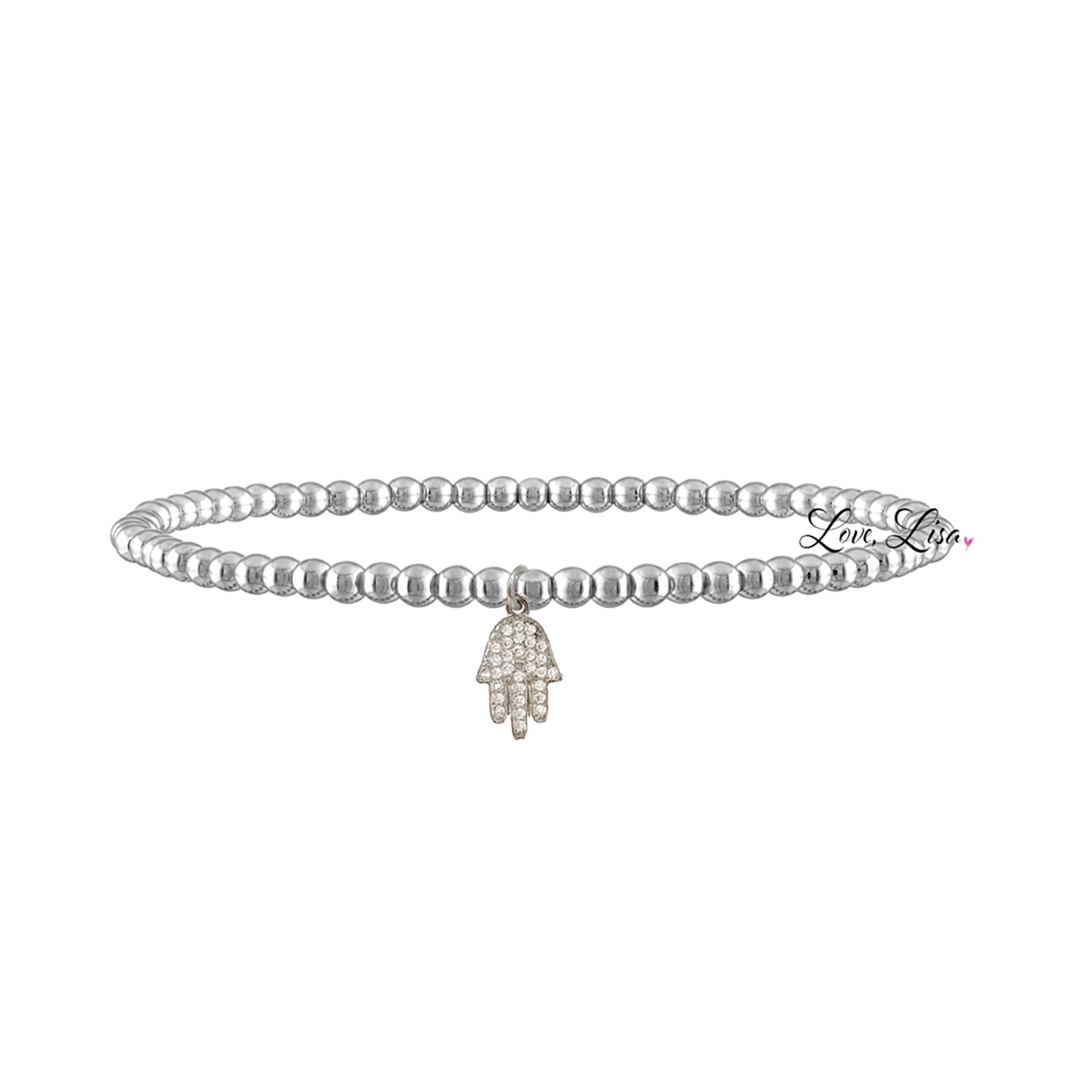 Tiny Little Hamsa Beaded Bracelet Jewelry - Young Frankie's Exclusives Silver