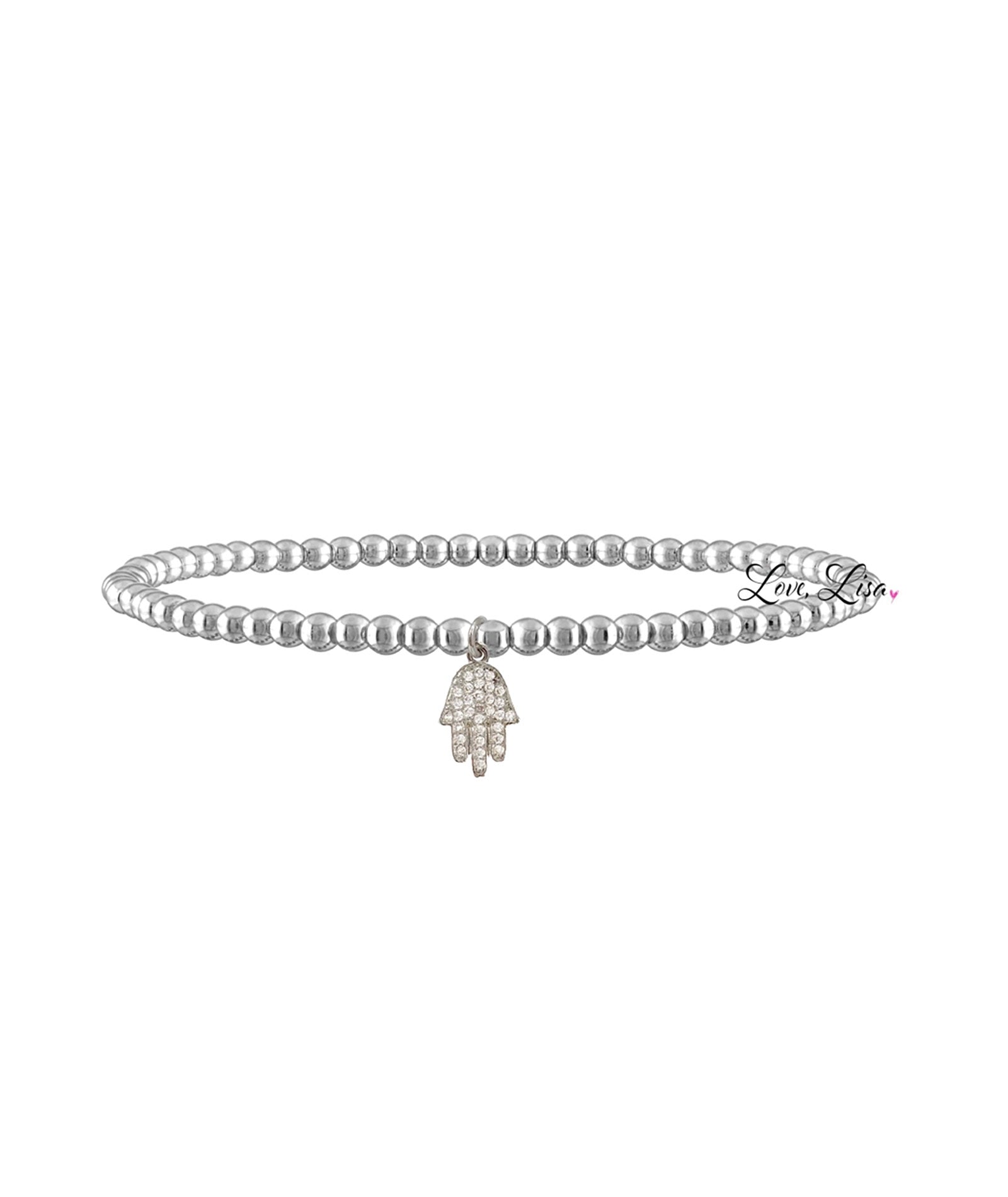 Tiny Little Hamsa Beaded Bracelet Jewelry - Young Frankie's Exclusives Silver
