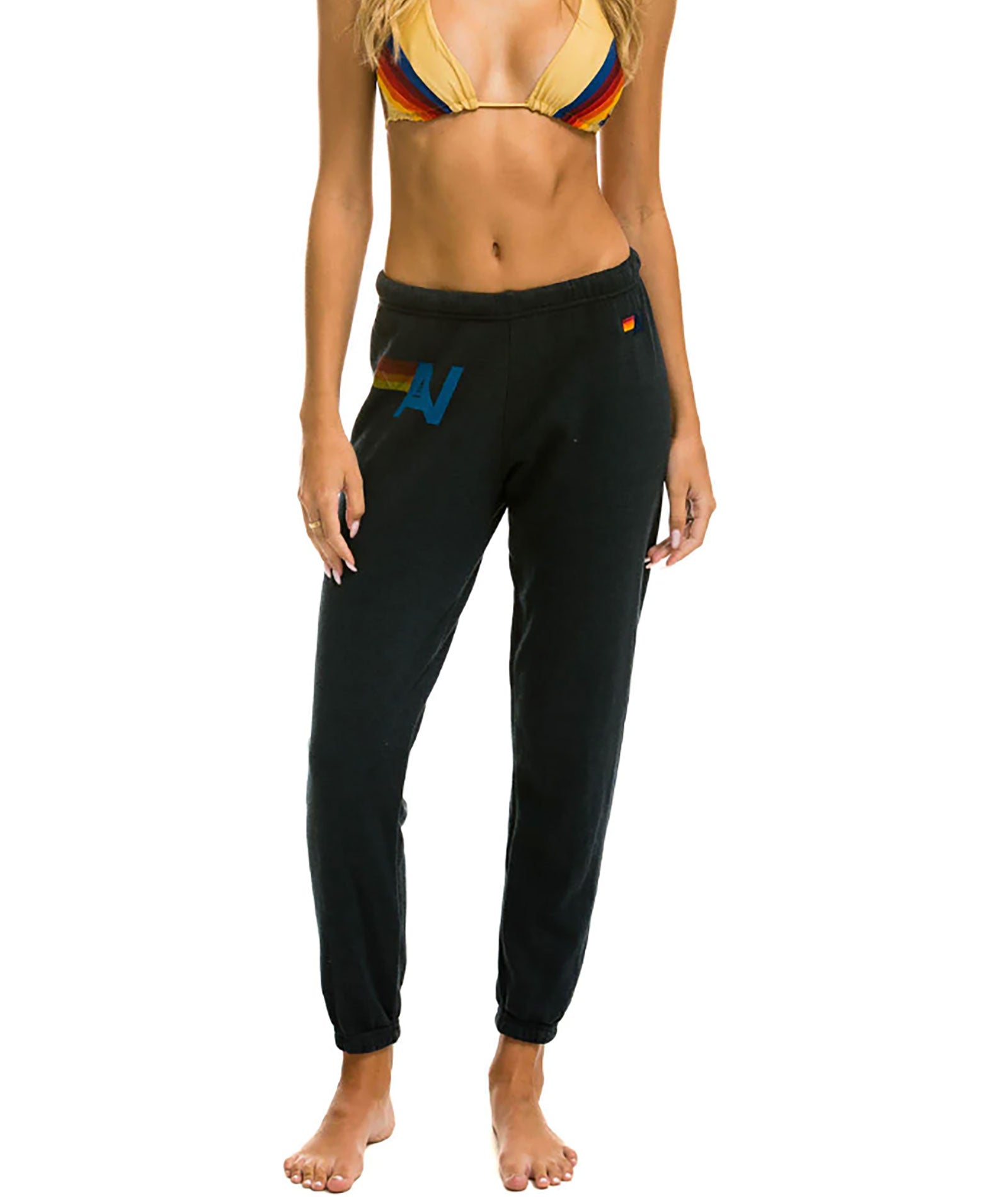 Aviator Nation Women Logo Sweatpants Womens Casual Bottoms Aviator Nation Charcoal Juniors/Women XS