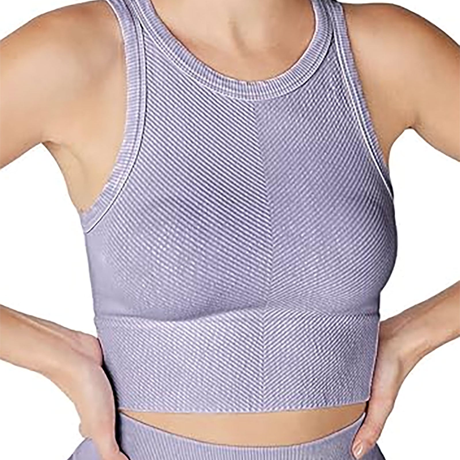 Sawyer Chevron Highneck Crop Top Women 2 Distressed/seasonal womens Niki Biki Juniors/Women One Size Lilac