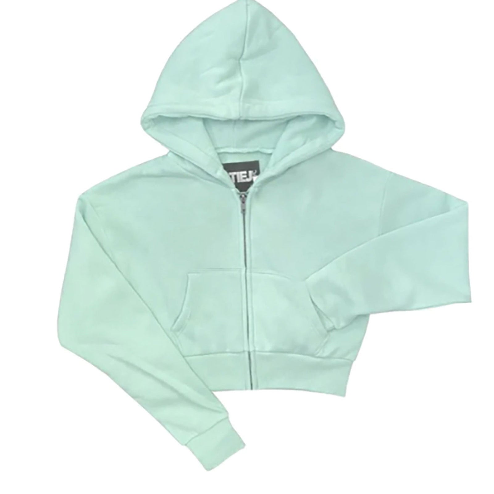 Katie J NYC Girls Dylan Crop Zip Hoodie Girls Casual Tops Katie J NYC Sea Green Y/S (7/8)
