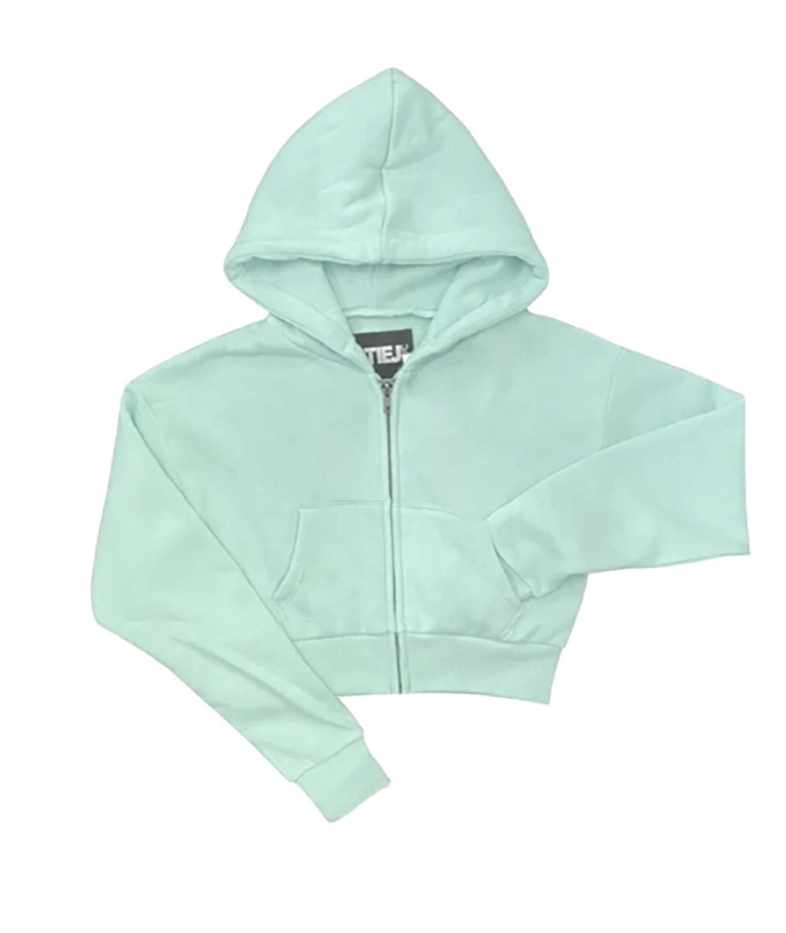 Katie J NYC Girls Dylan Crop Zip Hoodie Girls Casual Tops Katie J NYC Sea Green Y/S (7/8)