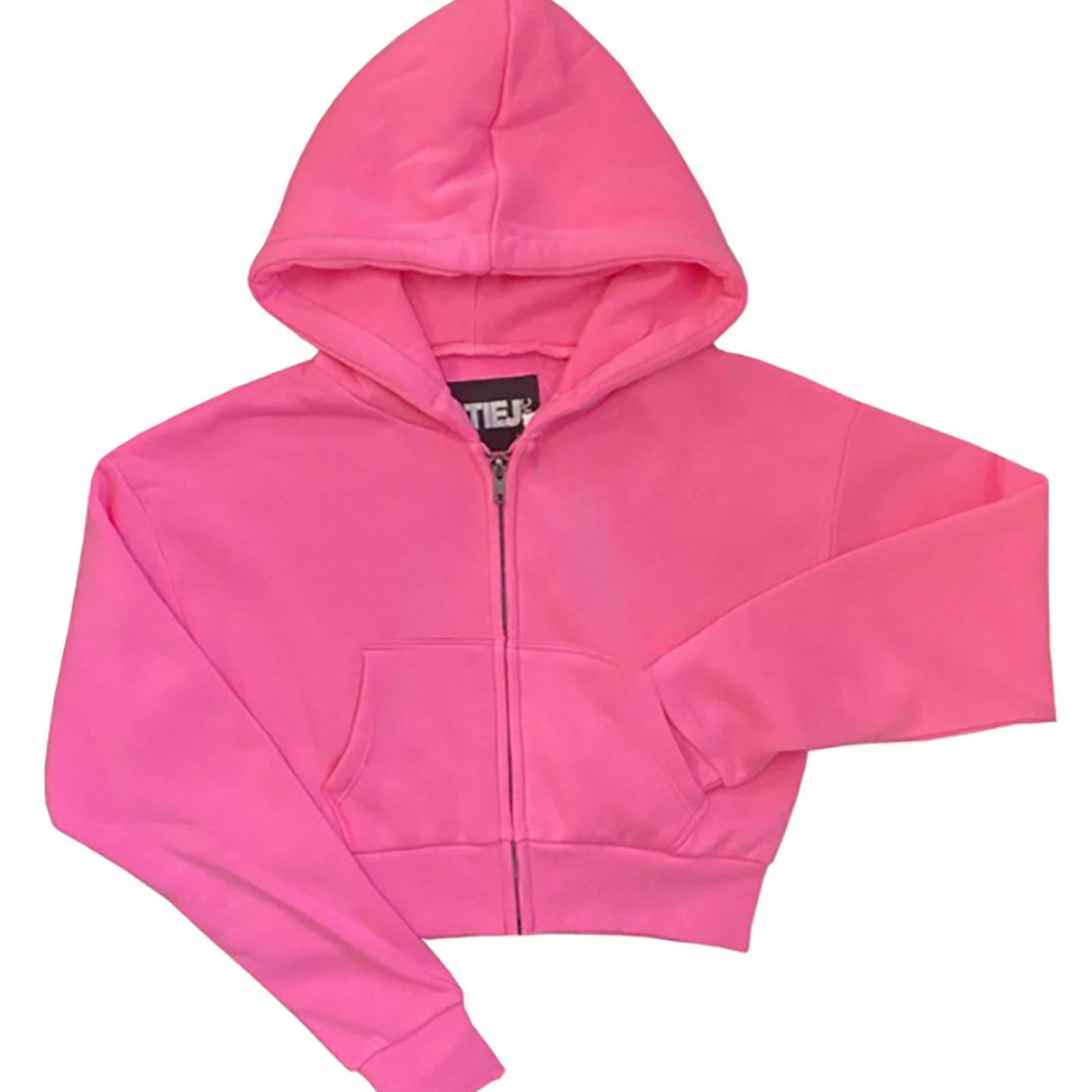 Katie J NYC Girls Dylan Crop Zip Hoodie Girls Casual Tops Katie J NYC Tart Raspberry Y/S (7/8)