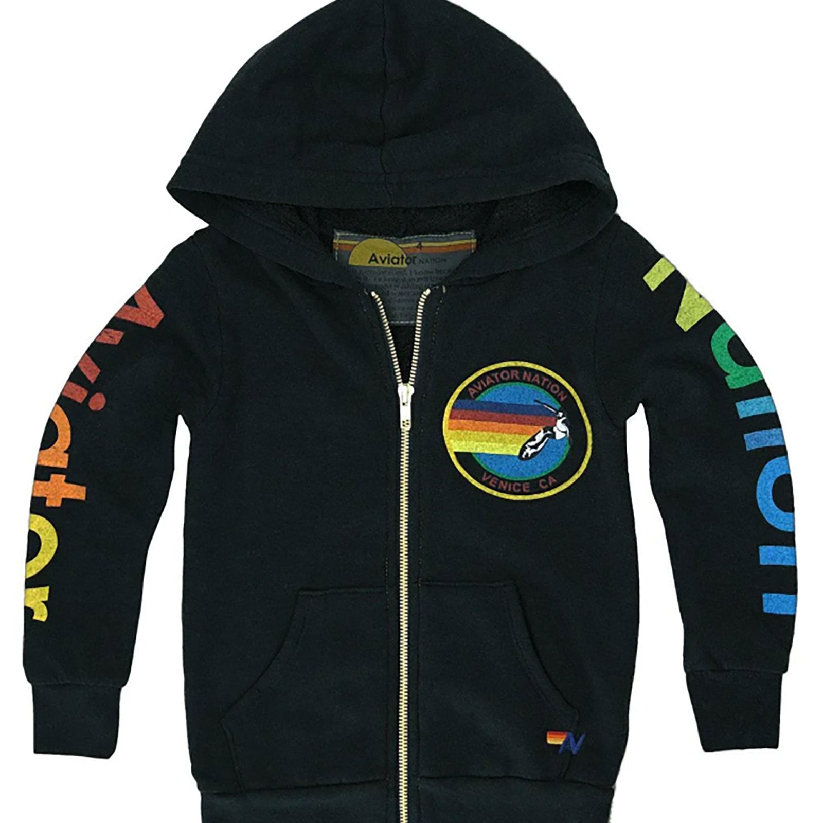 Aviator Nation Kids Venice Zip Hoodie Girls Casual Tops Aviator Nation Black Y/4