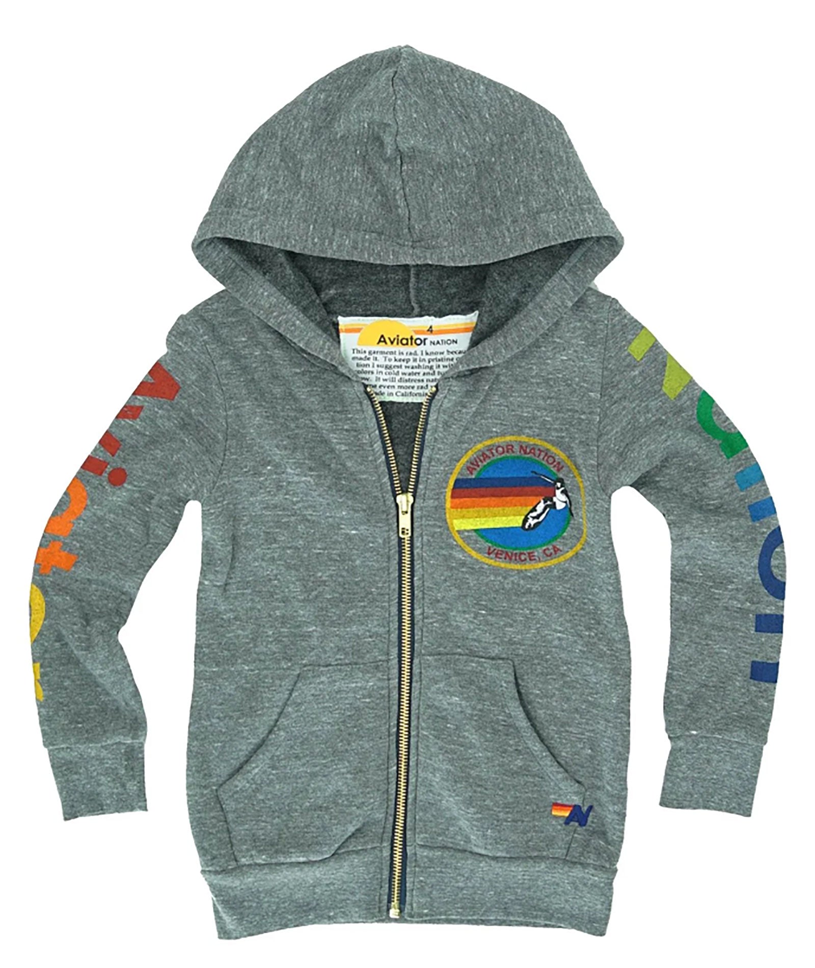 Aviator Nation Kids Venice Zip Hoodie Girls Casual Tops Aviator Nation Grey Y/4
