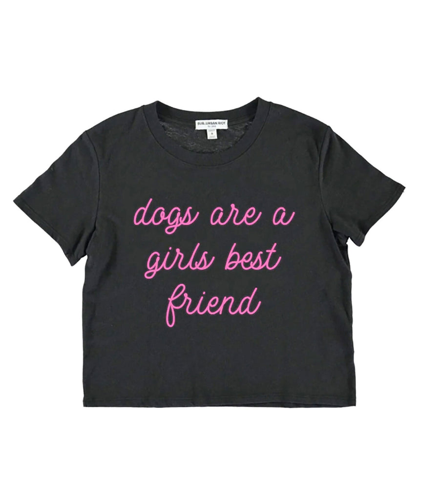 Sub_Urban Riot Girls Dogs Are a Girl's Best Friend Crop Tee Girls Casual Tops Sub_Urban Riot   