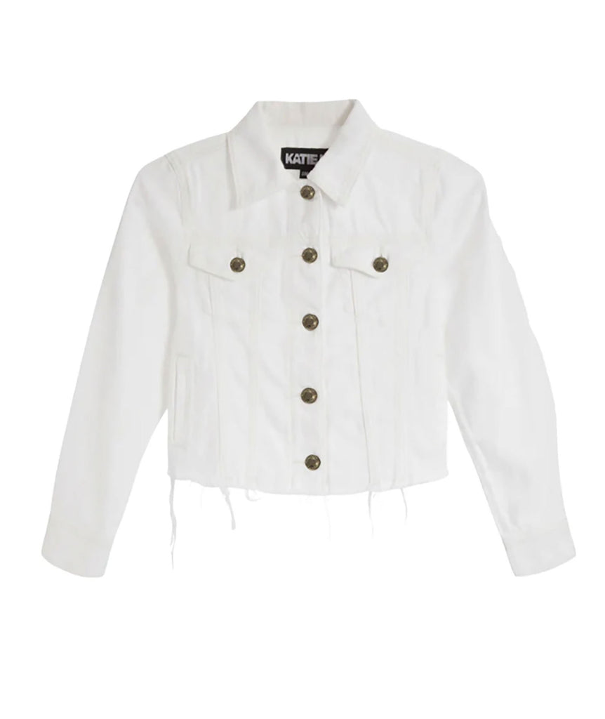 Katie J NYC Girls Hamptons White/Gold Buttons Jean Jacket Girls Casual Tops Katie J NYC   