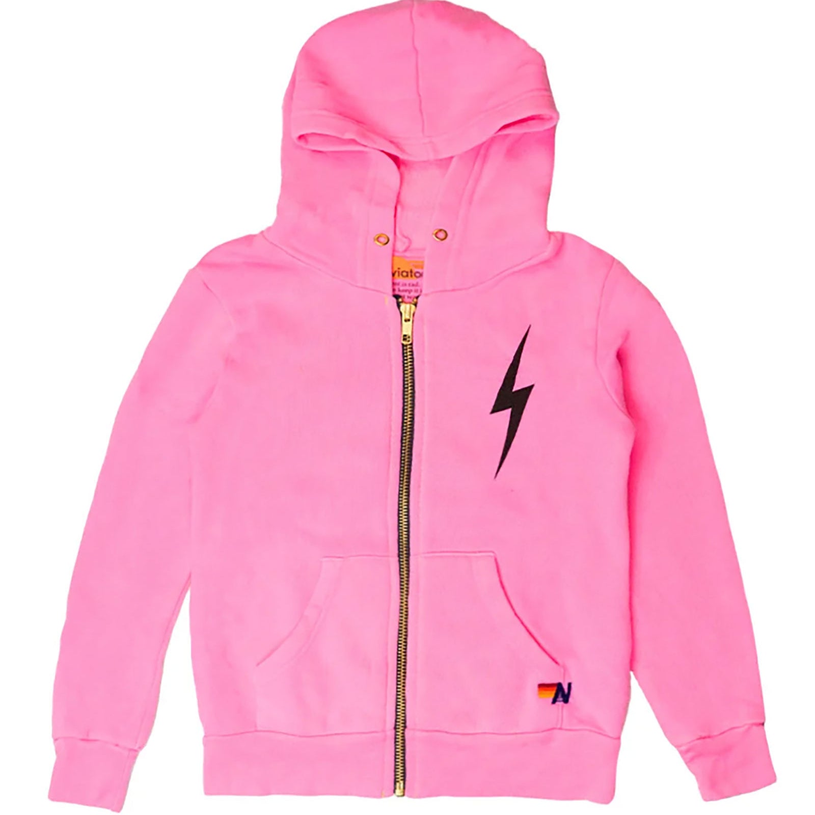 Aviator Nation Kids Bolt Zip Hoodie Girls Special Tops Aviator Nation Neon Pink Y/4